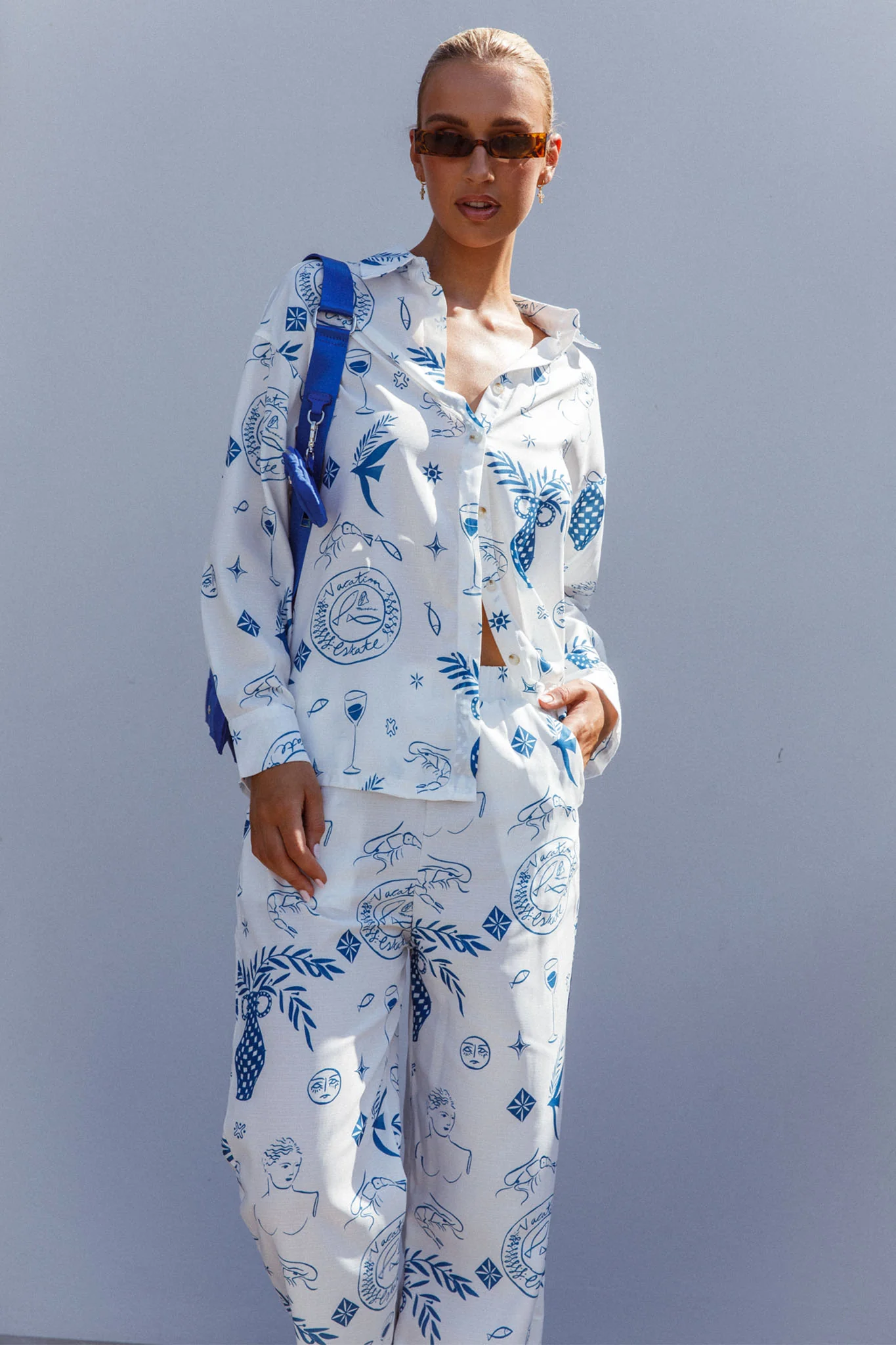 Weekend Bliss Long Sleeve Button Shirt White