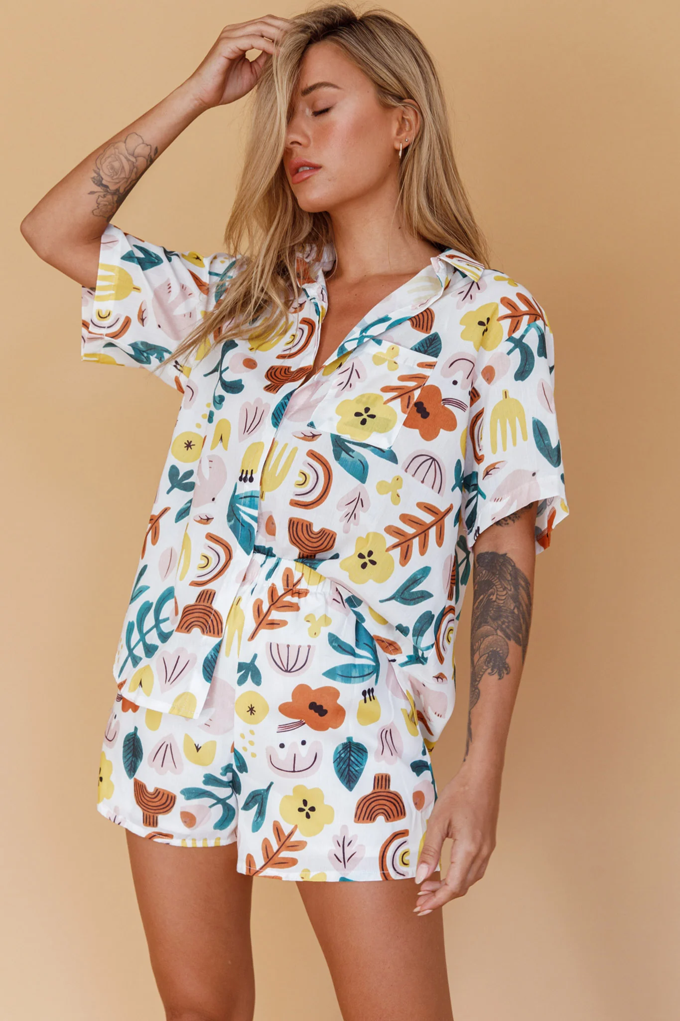 Just A Hunch Button Shirt Printed White