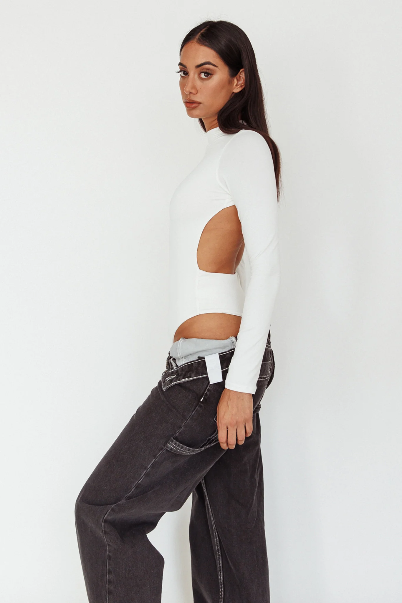 Remy Open Back Bodysuit Off White