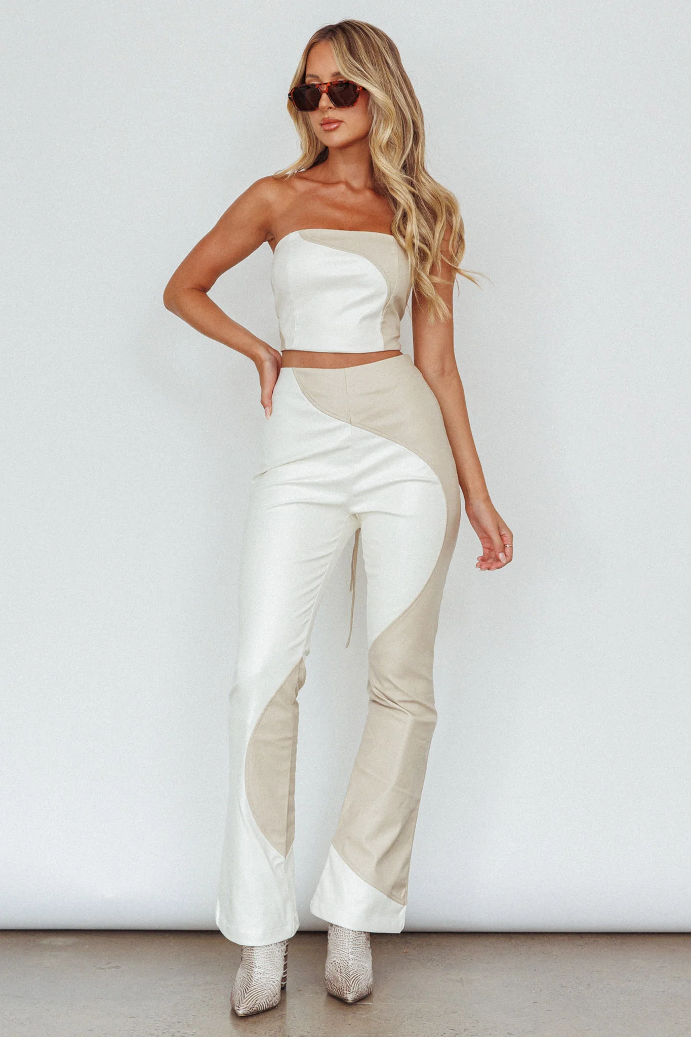 Zehra Lace-Up Crop Top Ivory