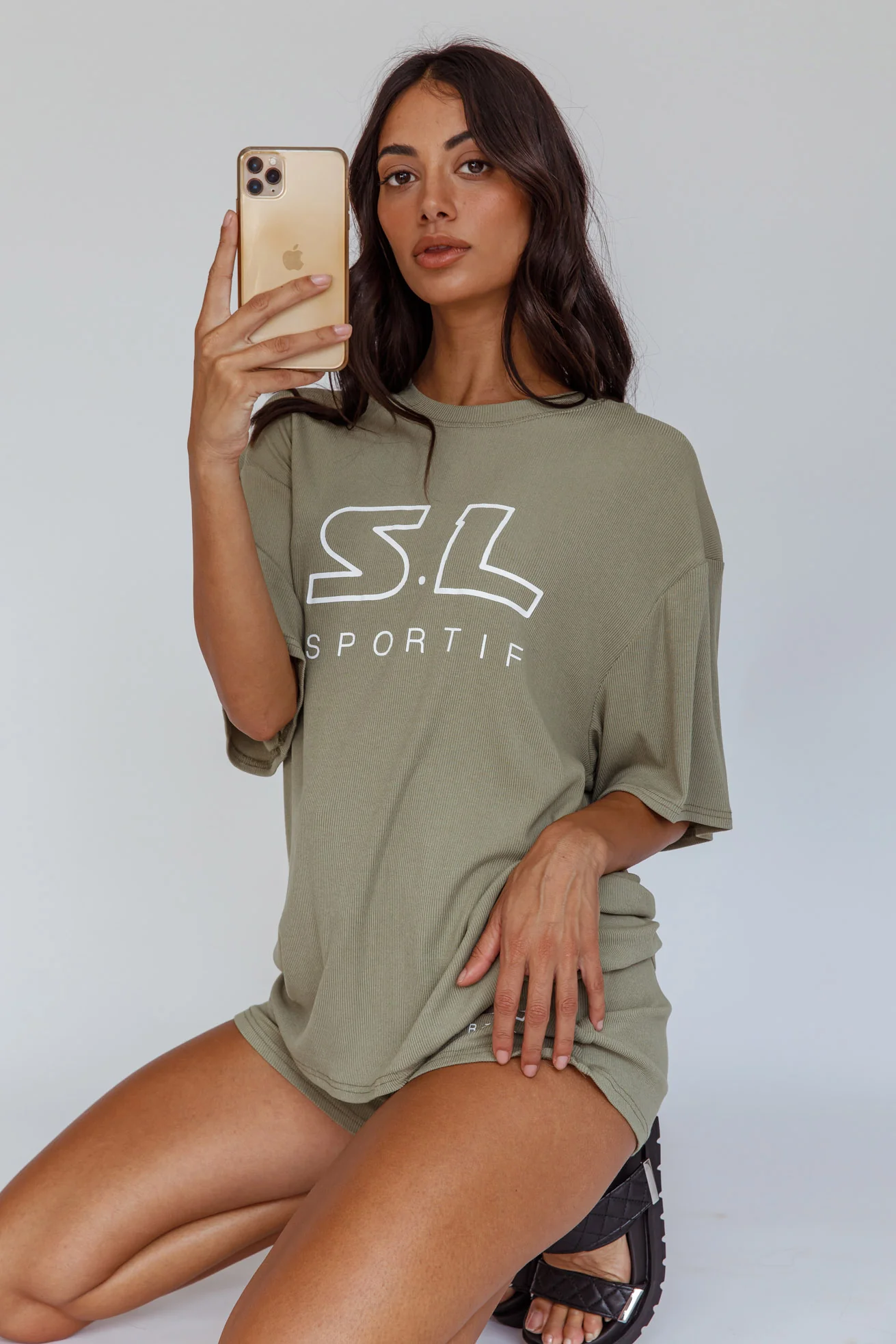 On Track SL Logo T-Shirt Khaki