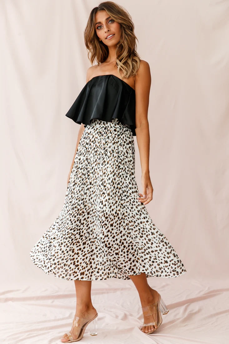 Marie Satin Bandeau Crop Top Black