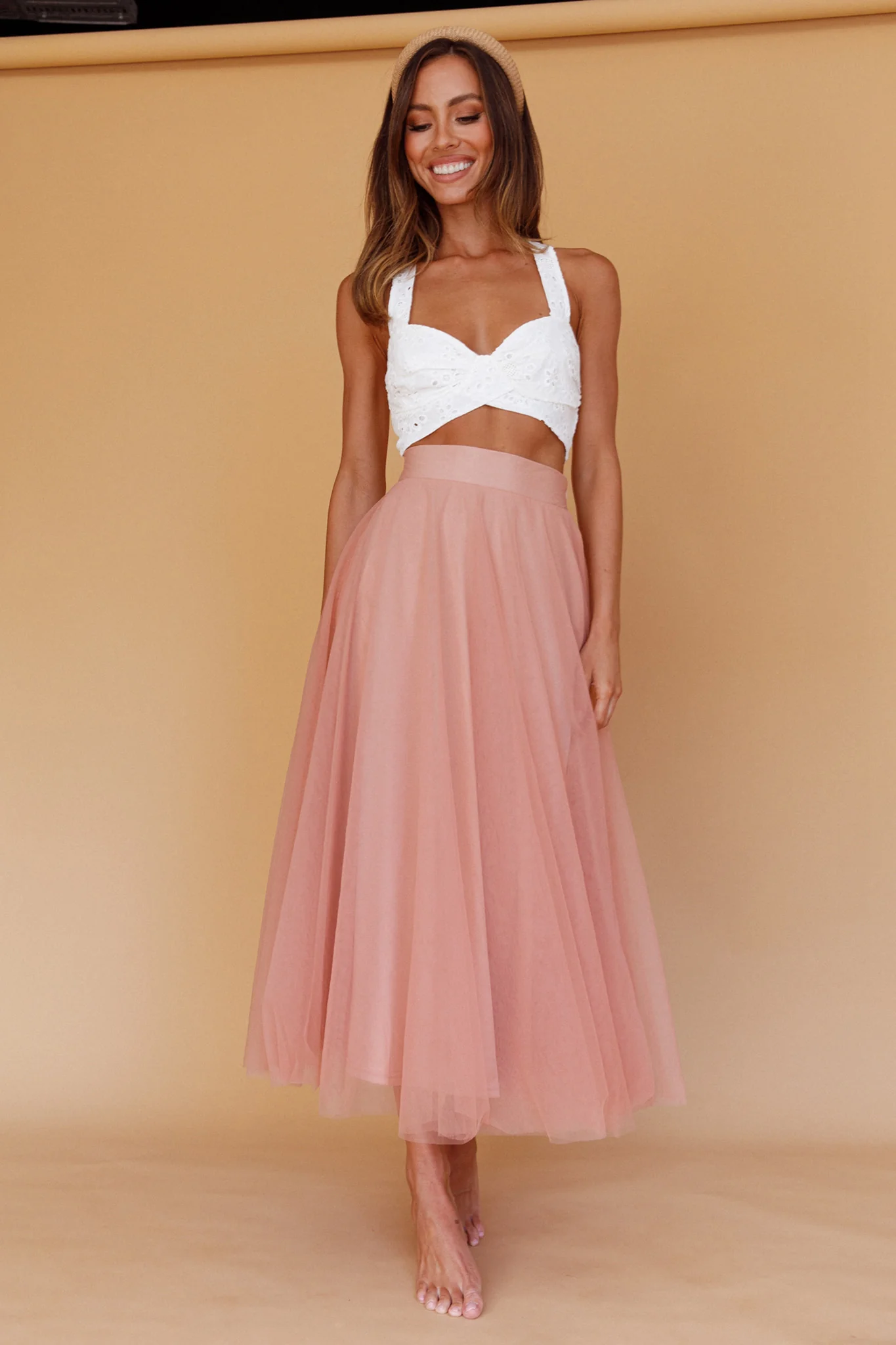 Samba Tied Back Eyelet Top White