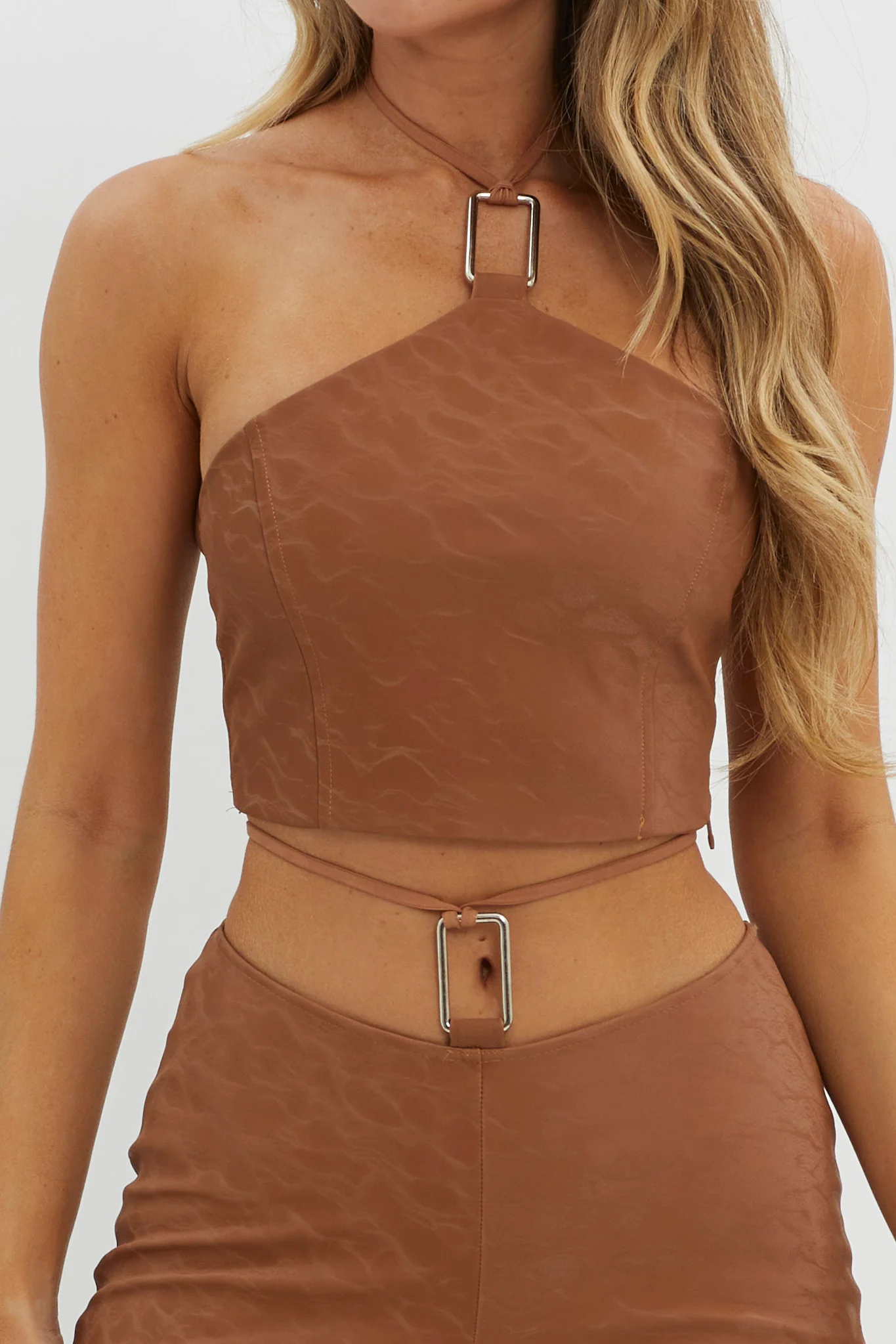 She's A Gemini Halter Crop Top Mud