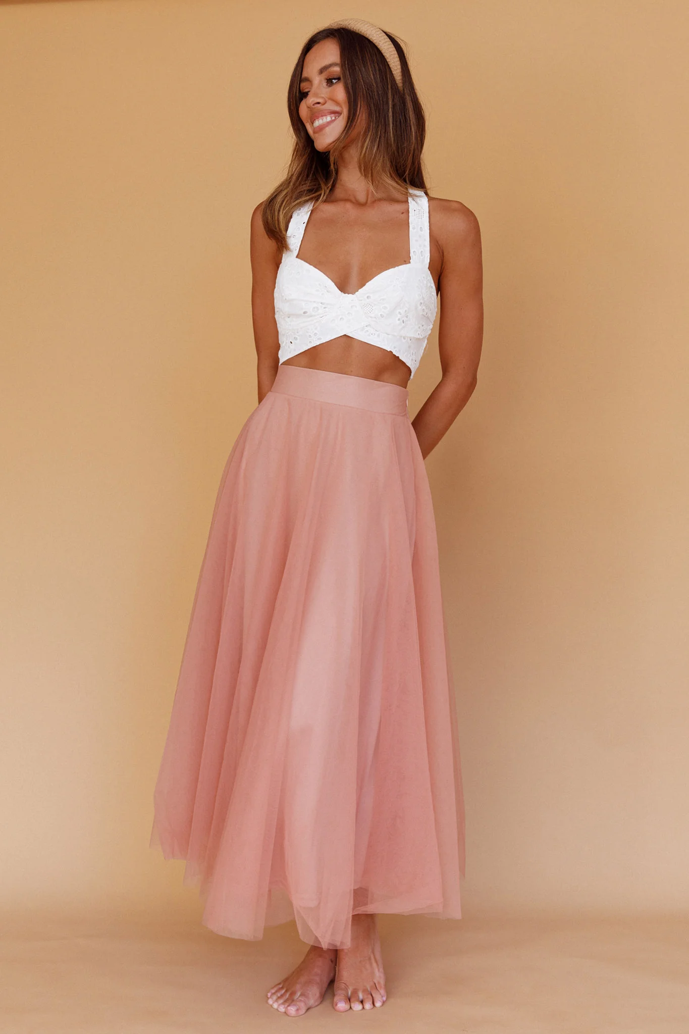 Samba Tied Back Eyelet Top White