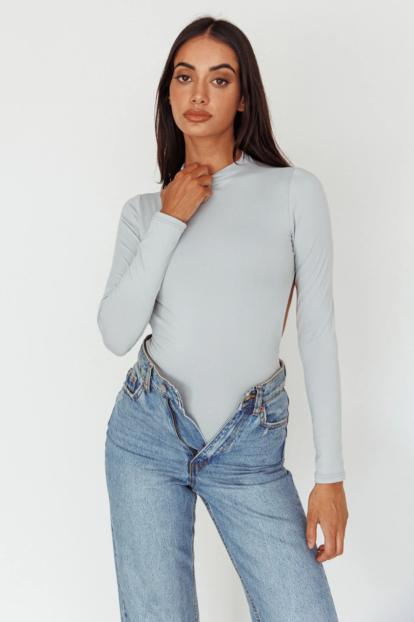 Remy Open Back Bodysuit Silver