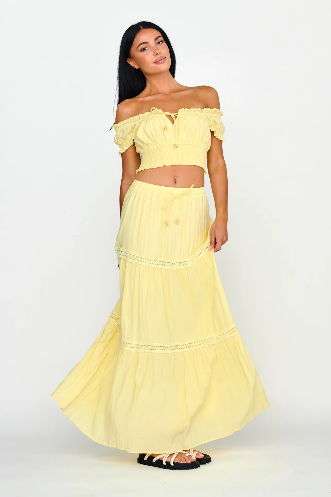 Canyon Cove Puff Sleeve Crop Top Yellow