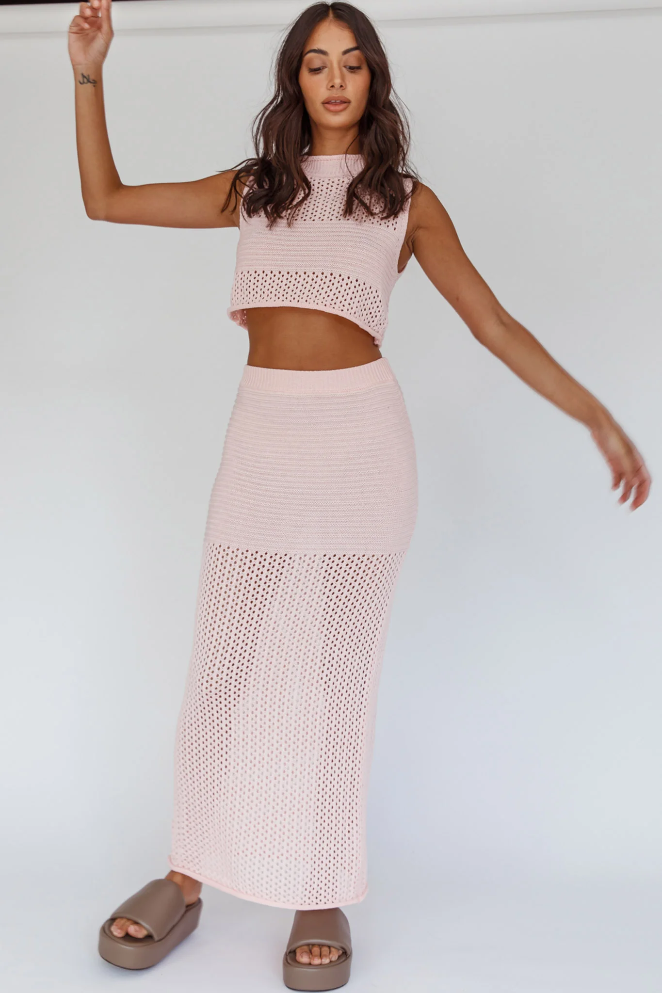 Bayside Sleeveless Crochet Top Pink
