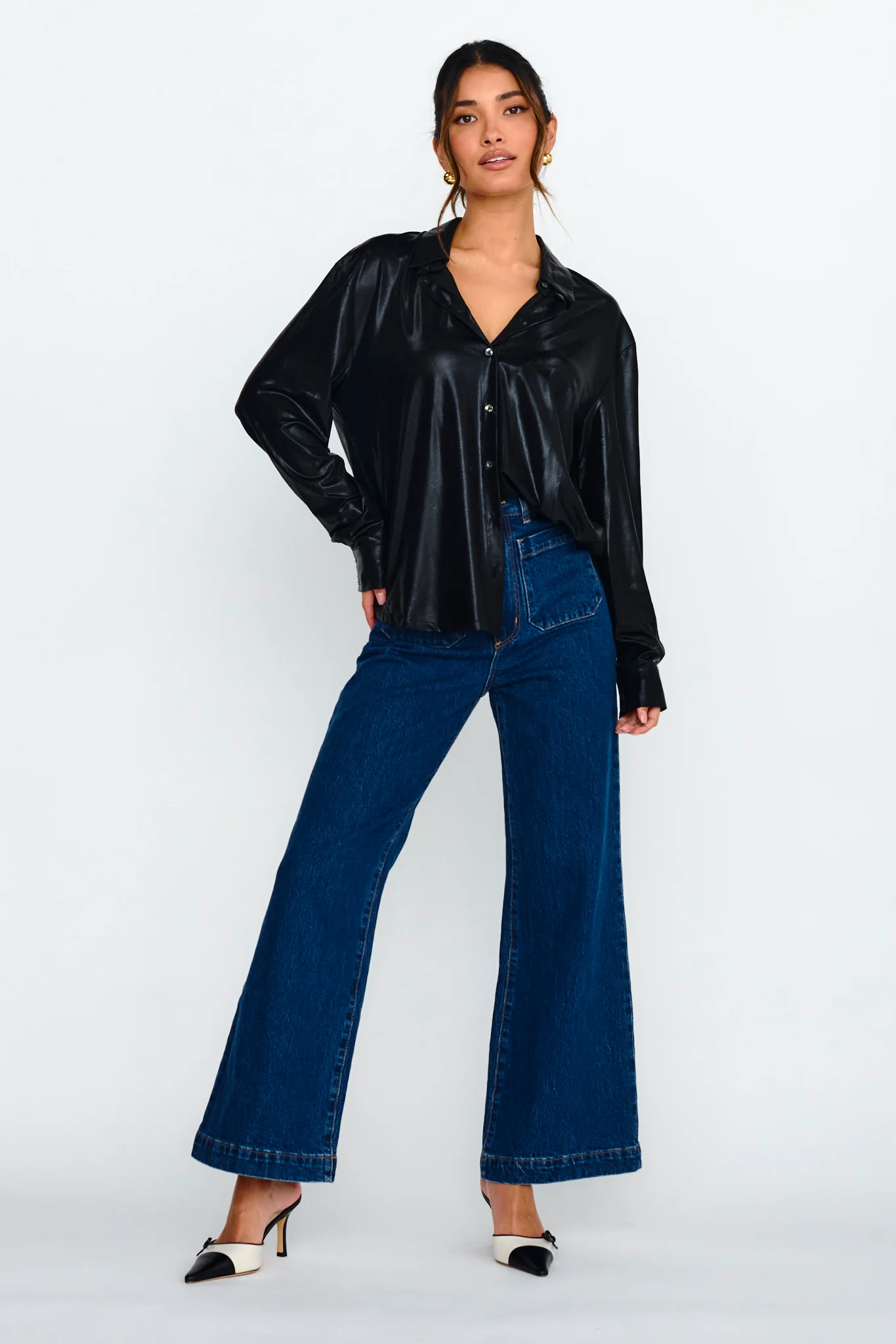 Benni Long Sleeve Button-Up Shirt Black