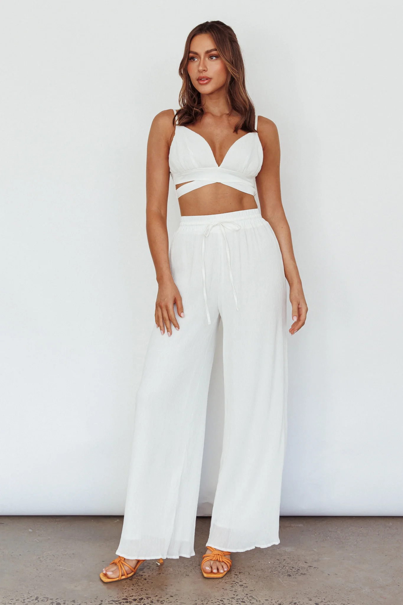 Cove Shirred Back Crop Top Ivory