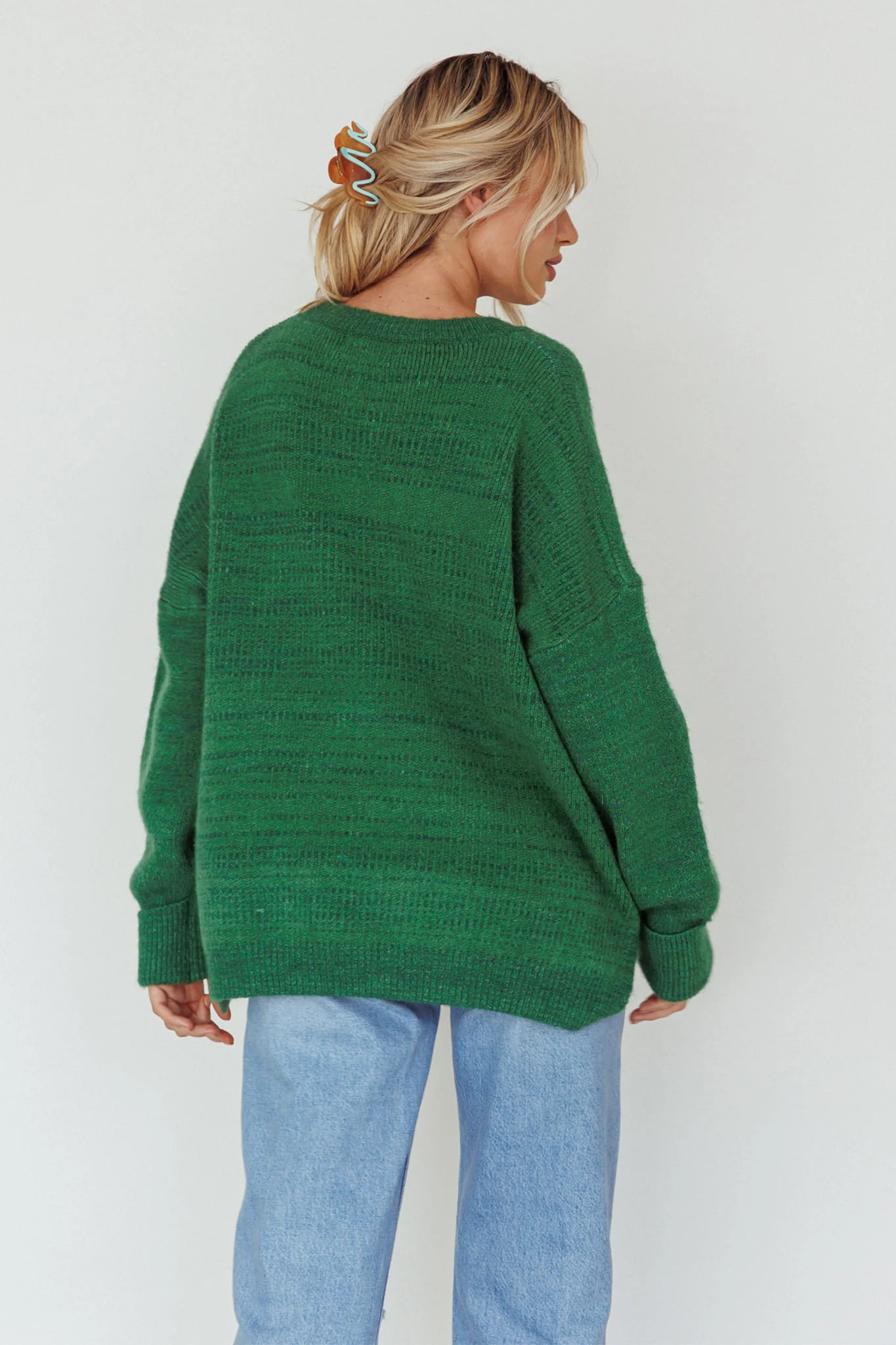Kayce Dropped Shoulder Knit Sweater Green
