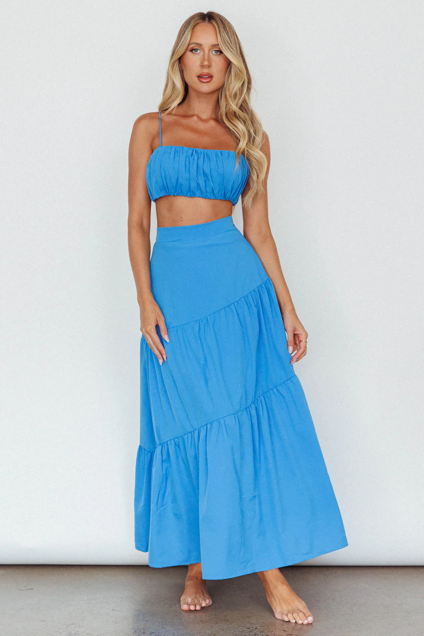 Bondi Gathered Crop Top Sapphire