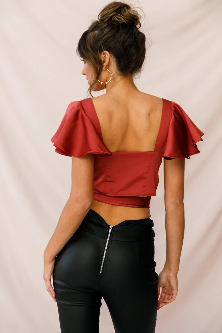 Marquise Wrap Crop Top Rosewood