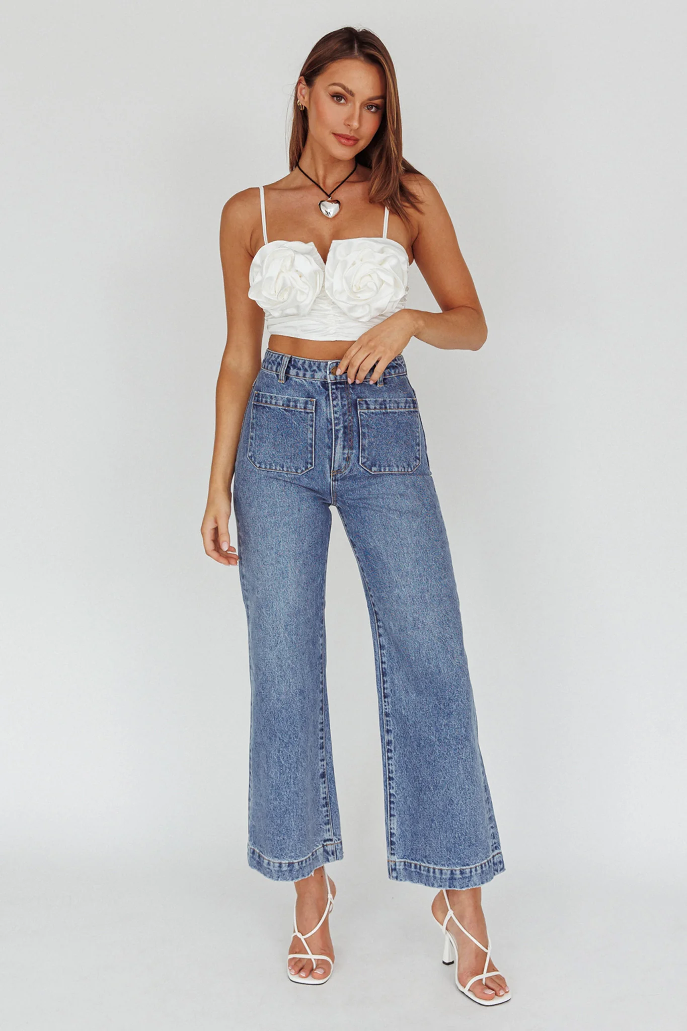 Romina Rose Bust Crop Top Ivory