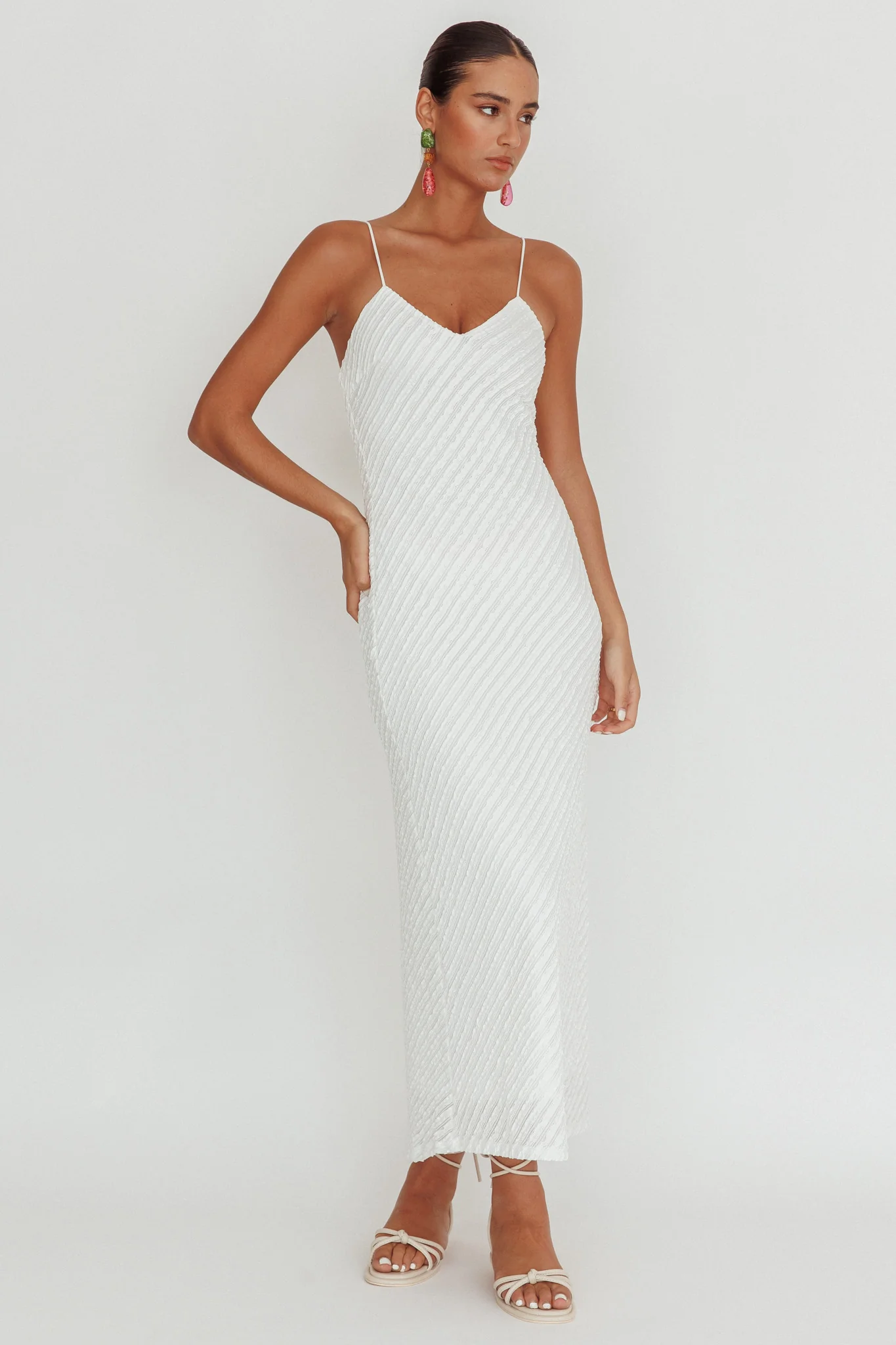 Stasi Textured Maxi Dress White