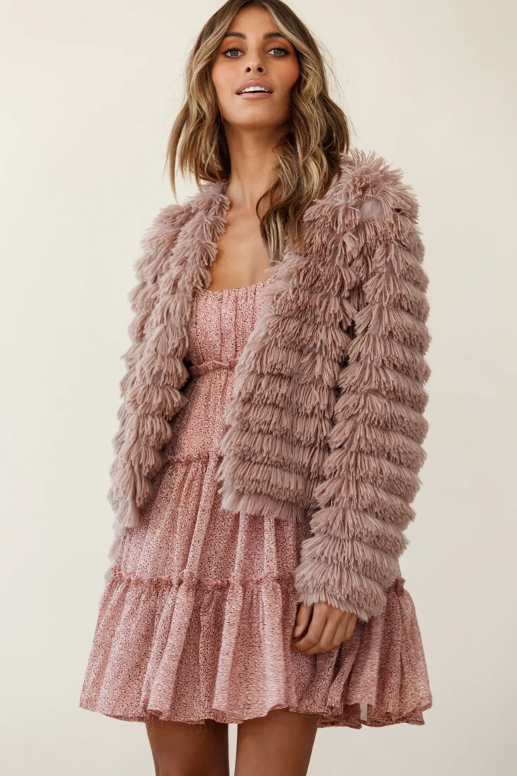 Montana Shaggy Faux Fur Jacket Camel