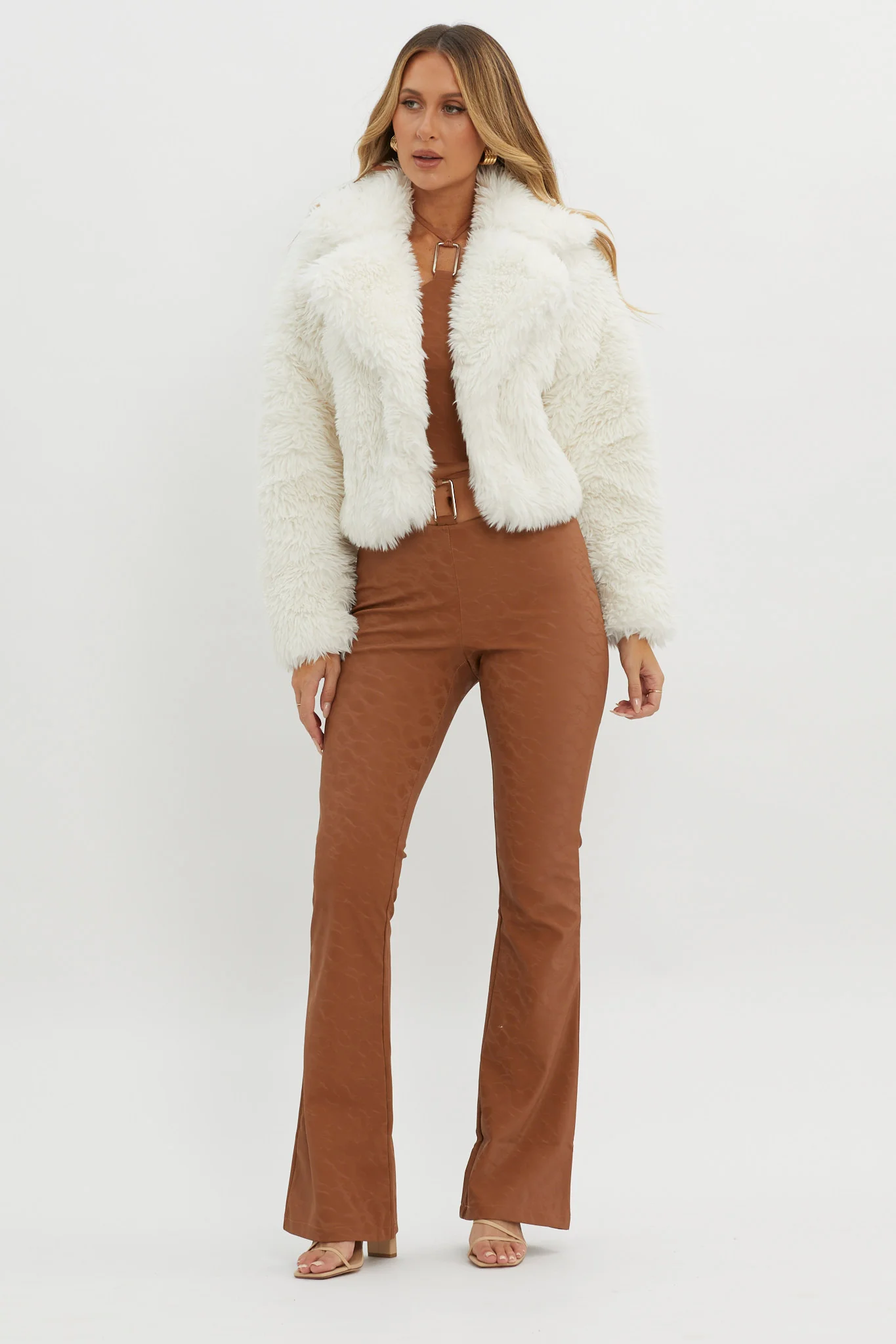 St Moritz Notch Lapel Fur Jacket White