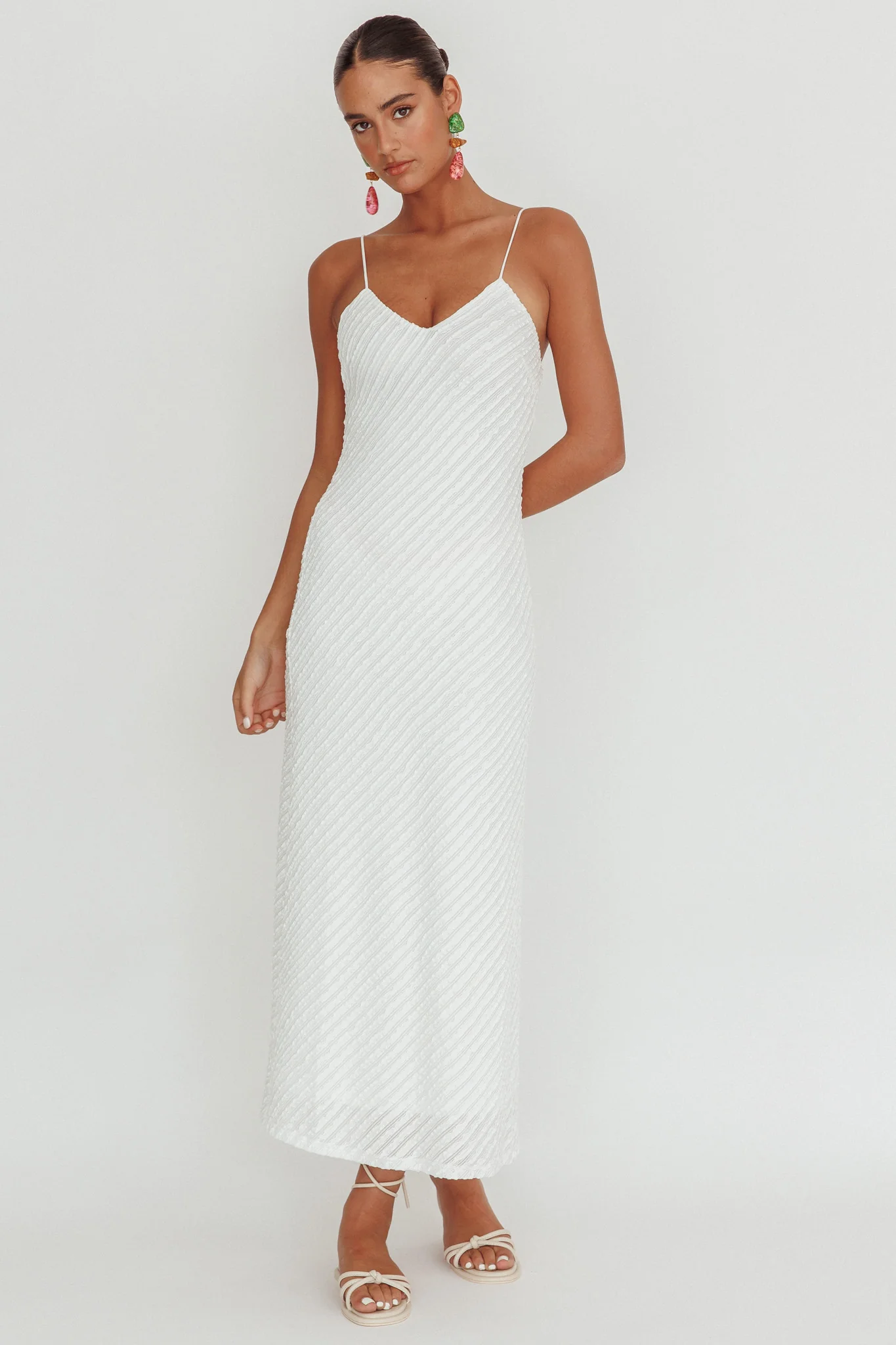 Stasi Textured Maxi Dress White