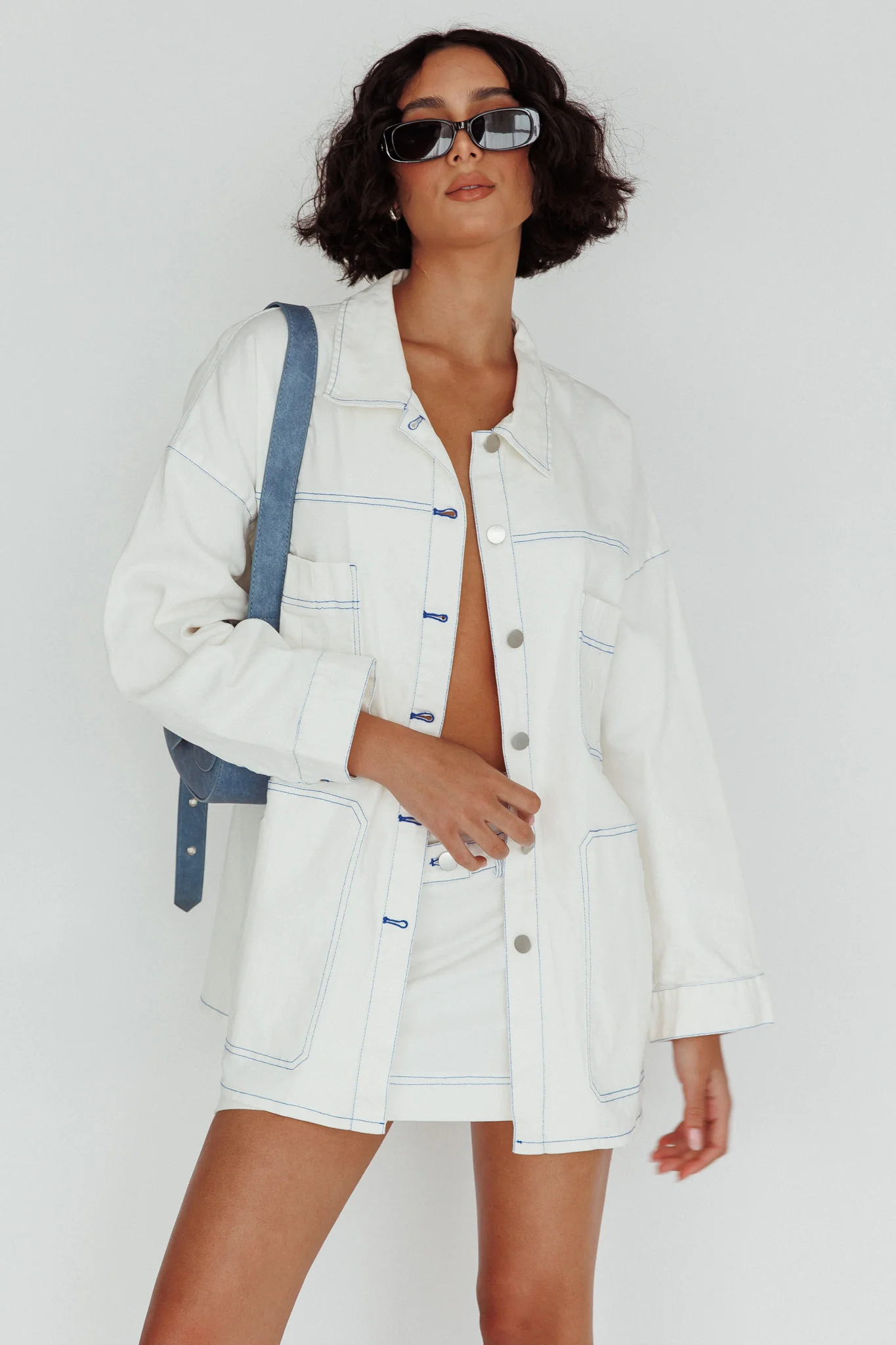 Back Row Oversized Pocket Jacket White