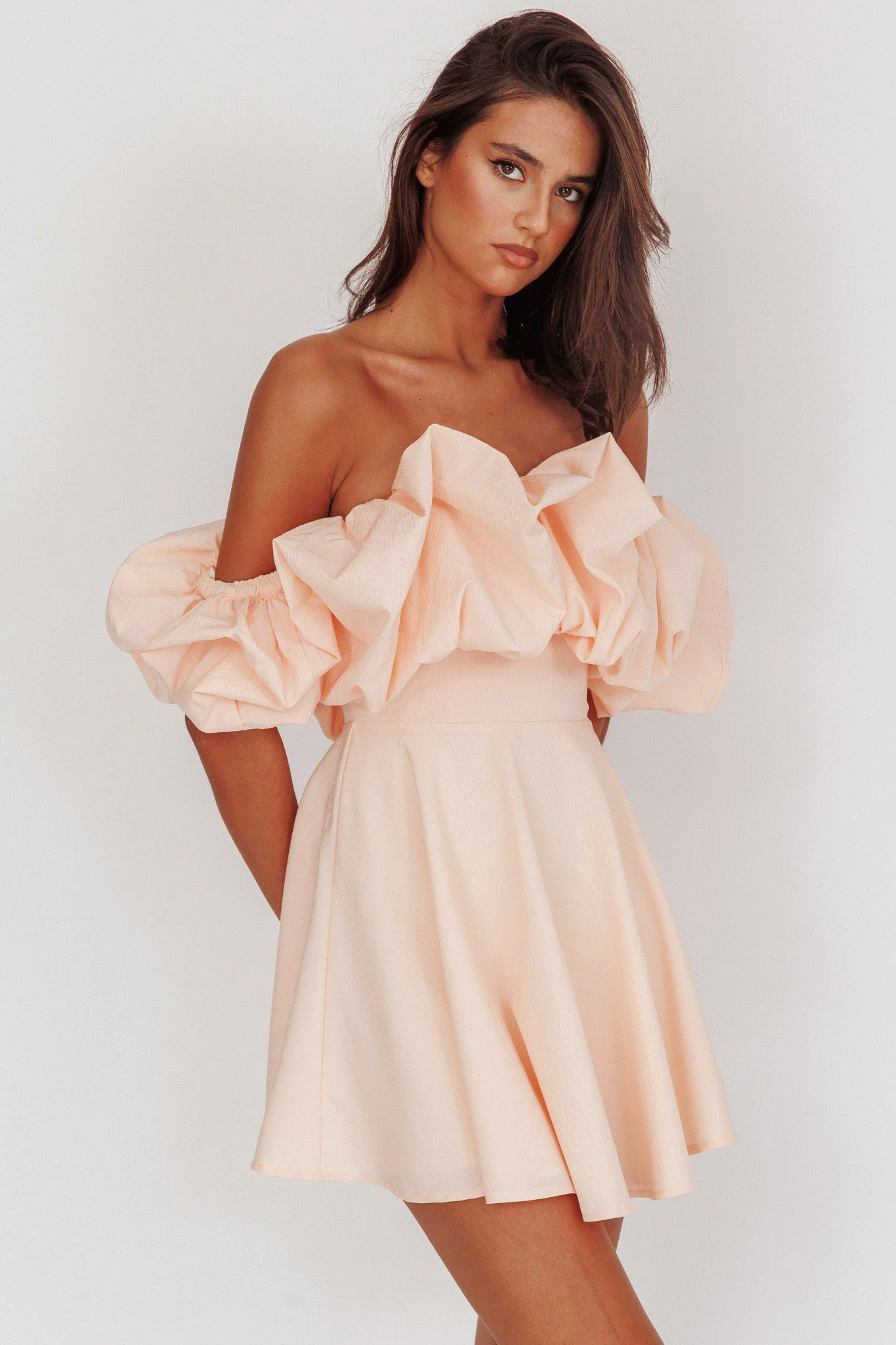 Kailynn Off-Shoulder A-Line Mini Dress Blush
