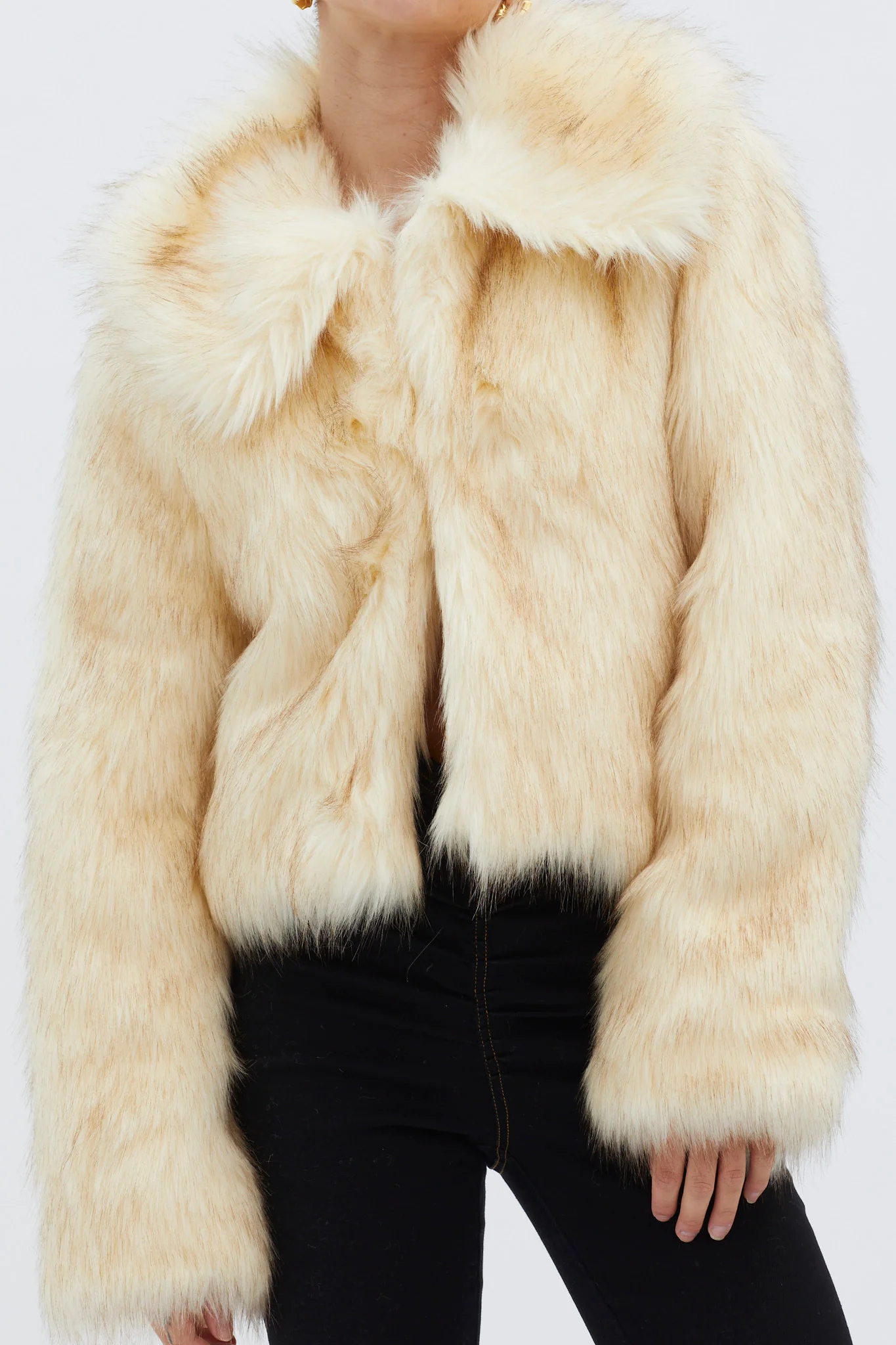 Nordic Faux Fur Collared Jacket Cream