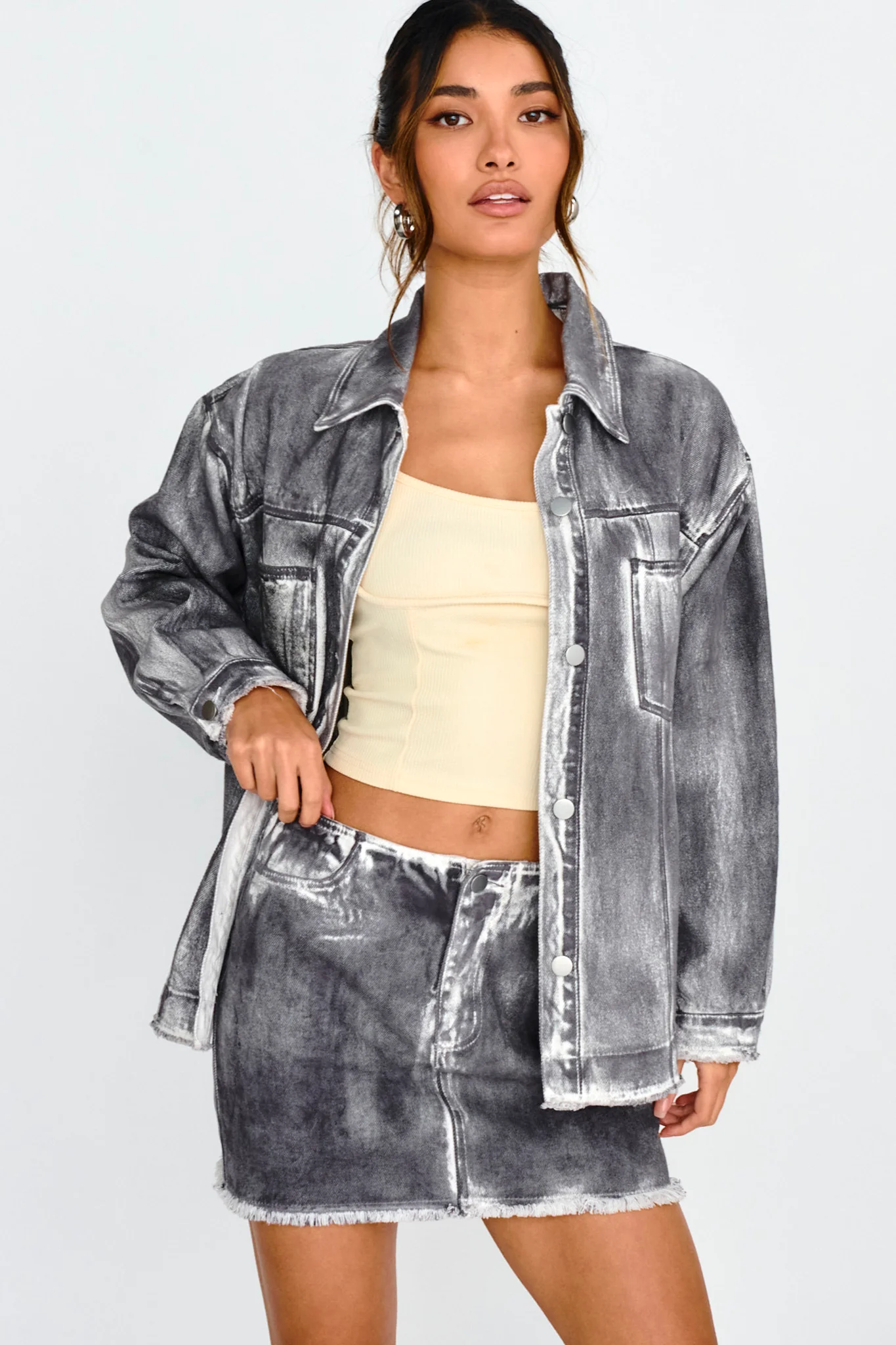 Decoy Distressed Jean Jacket Black/White