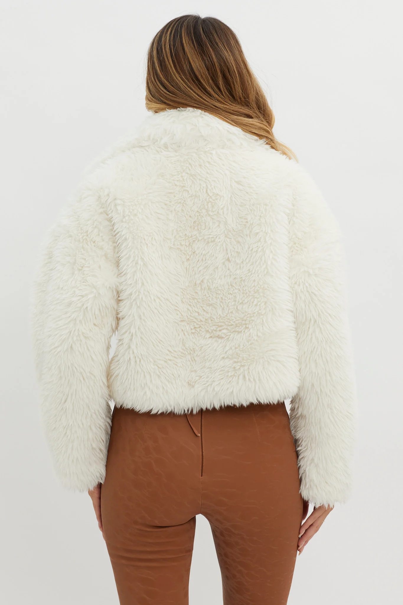 St Moritz Notch Lapel Fur Jacket White