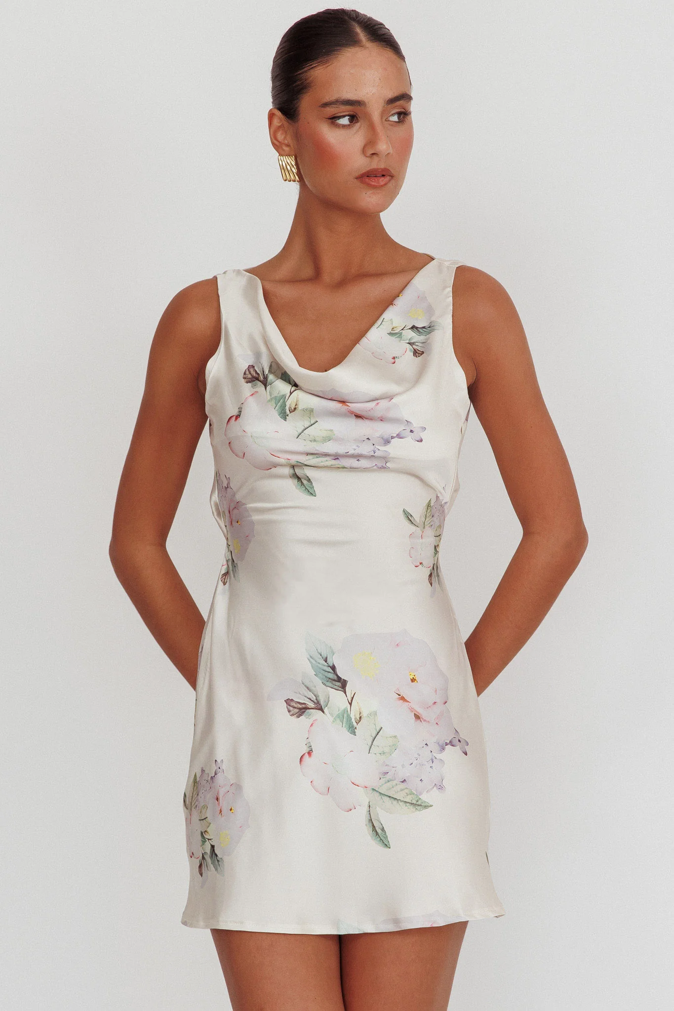 Isabella Satin Backless Mini Dress Butter