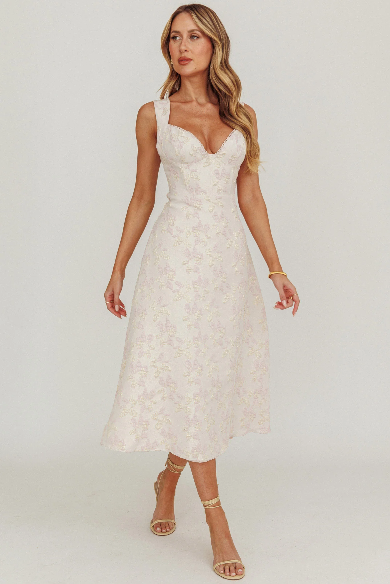 Dream Dust Lace Up Back A-Line Midi Dress