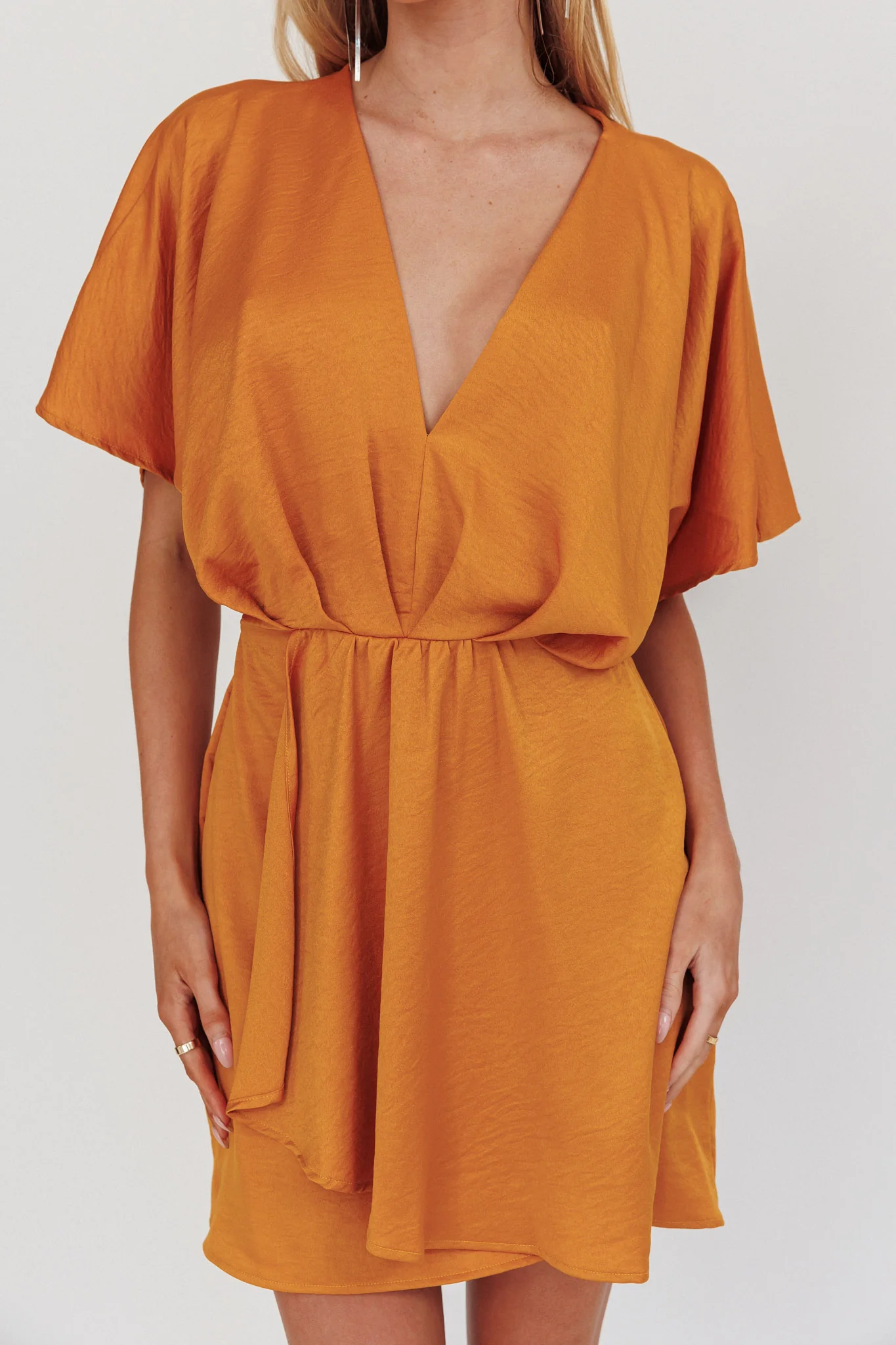 Lunisolar Flutter Sleeve Mini Dress Mustard