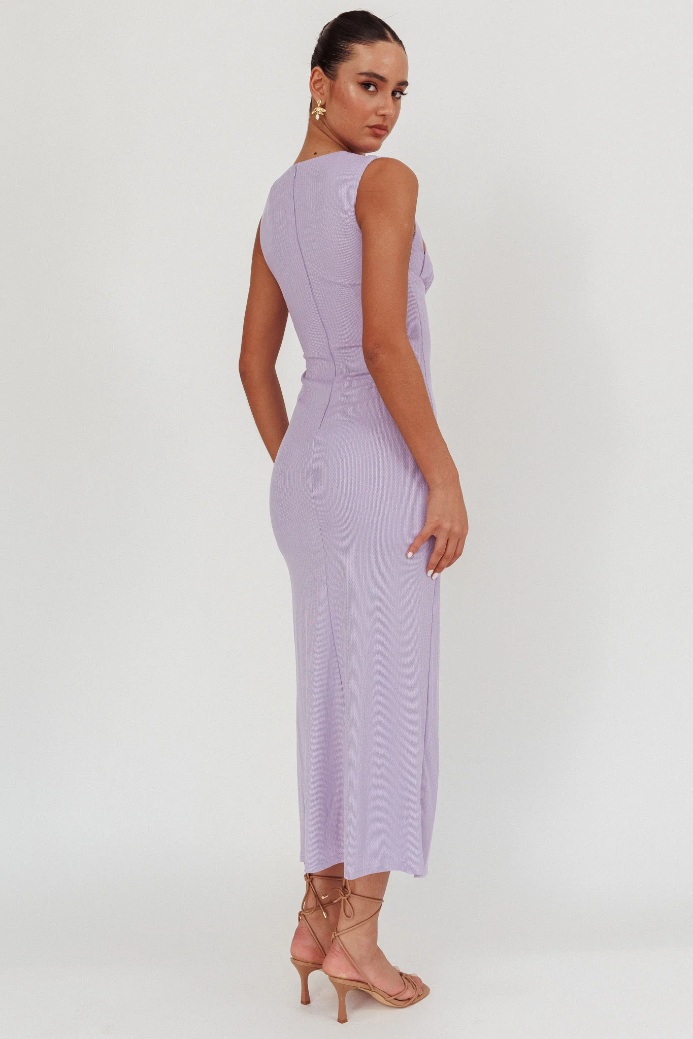 Daleela Asymmetric Neckline Maxi Dress Lilac