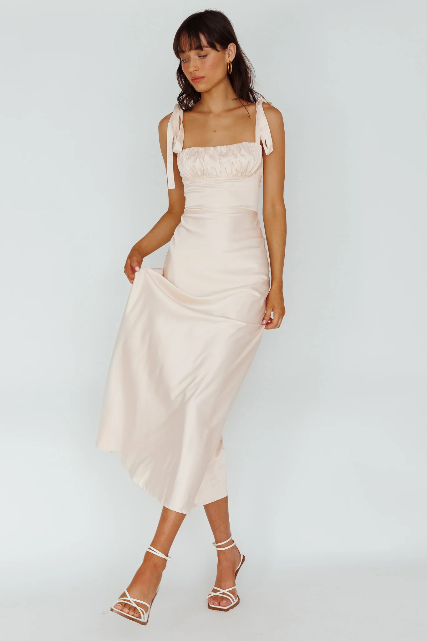 Pennelope Tied Shoulder Maxi Dress Ivory