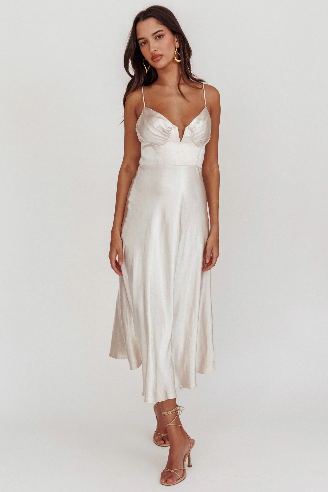 Lake Como A-Line Midi Dress Champagne