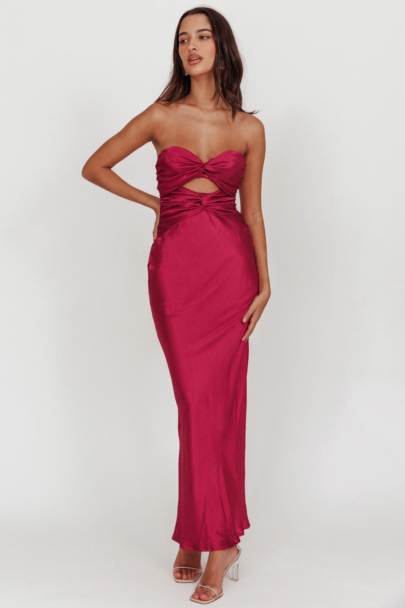 Good Impression Double Twist Maxi Dress Plum