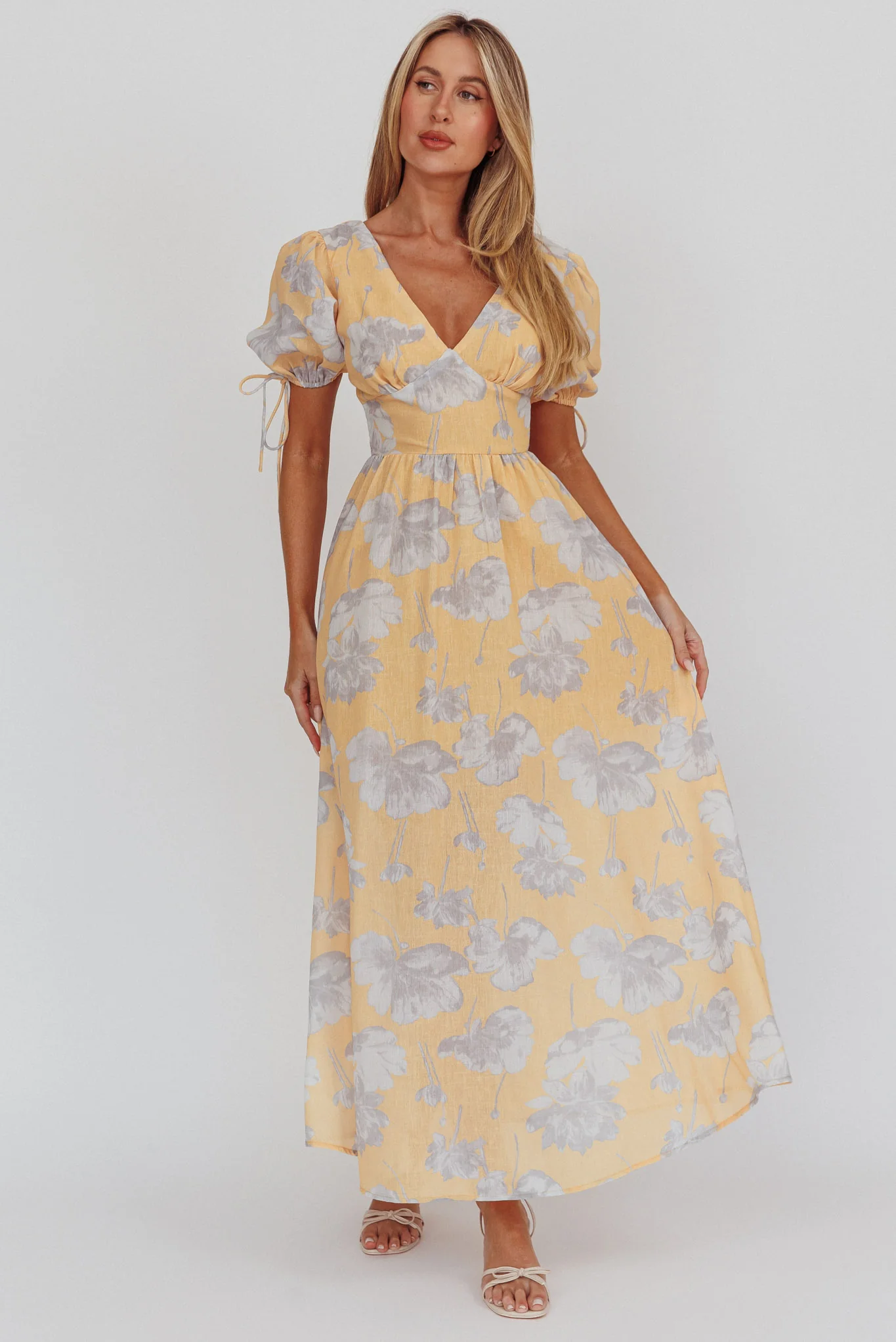 Loveberry Puff Sleeve A-Line Maxi Dress Pumpkin