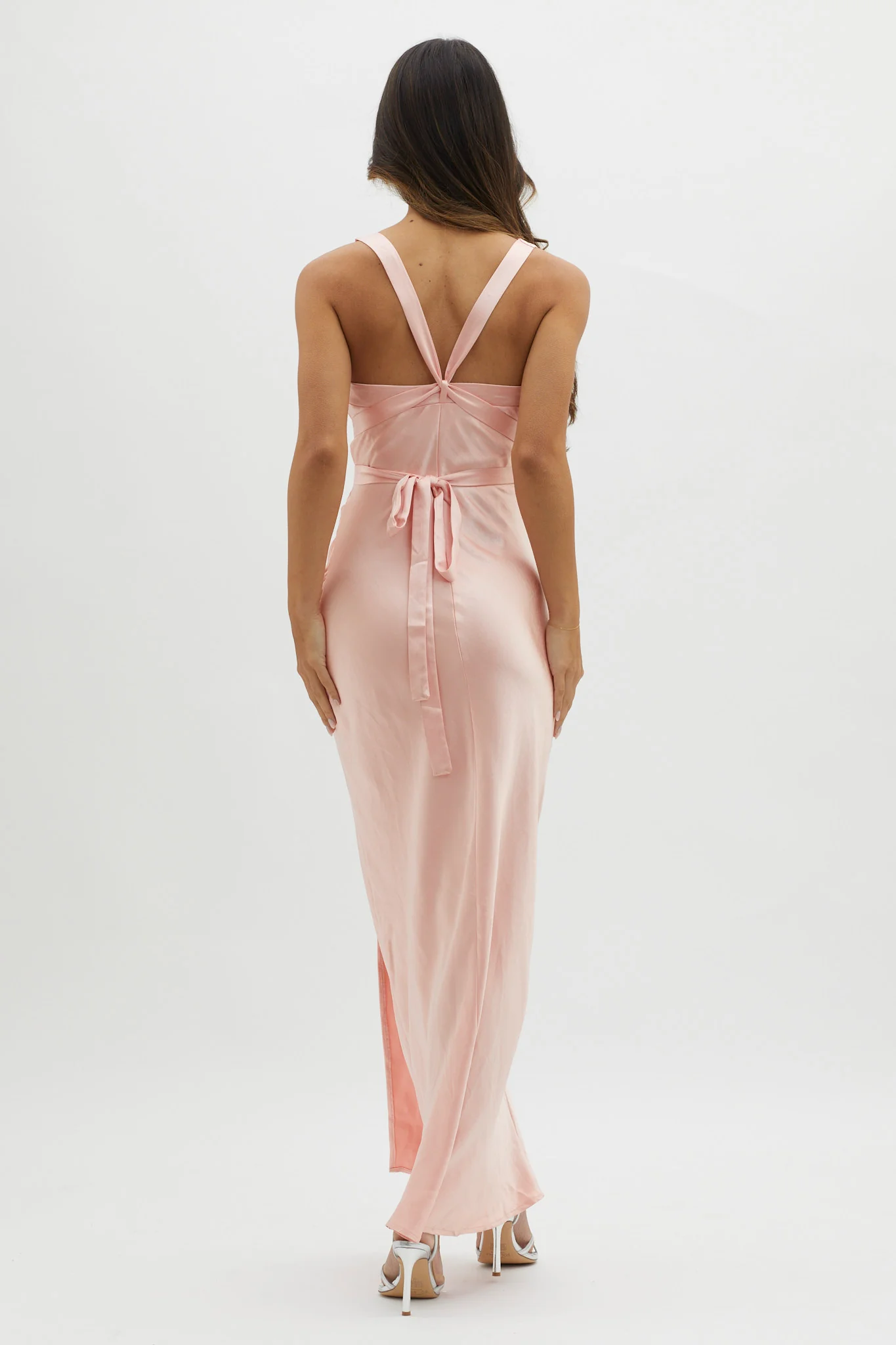 Midnight Sun Asymmetrical Strap Maxi Dress Apricot