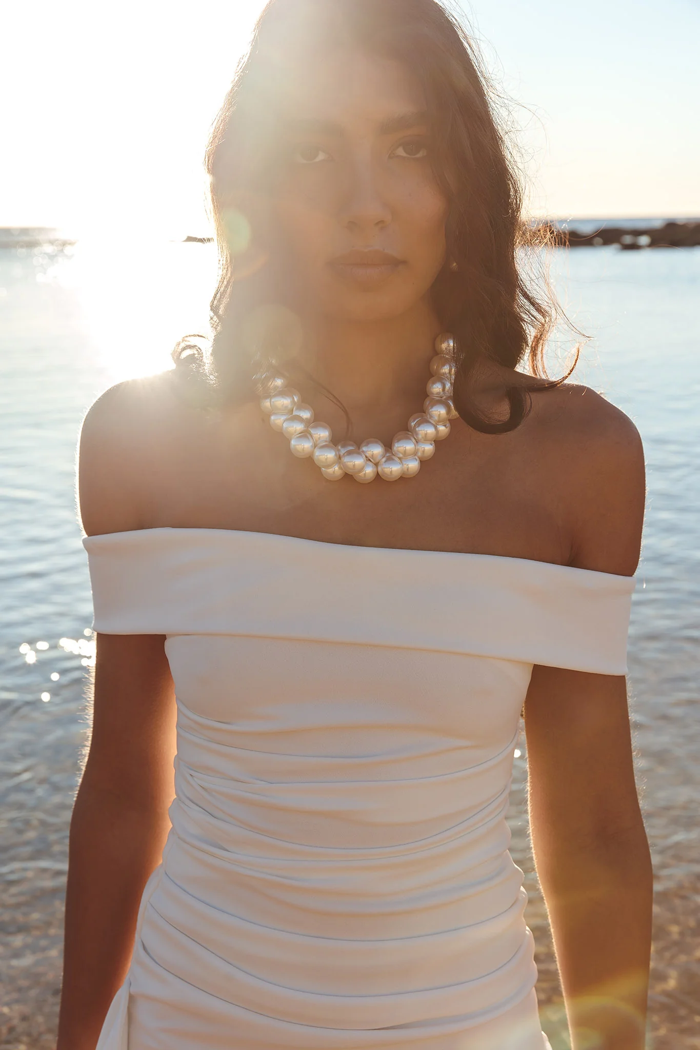 Cha Cha Off Shoulder Thigh Split Maxi Dress Off White