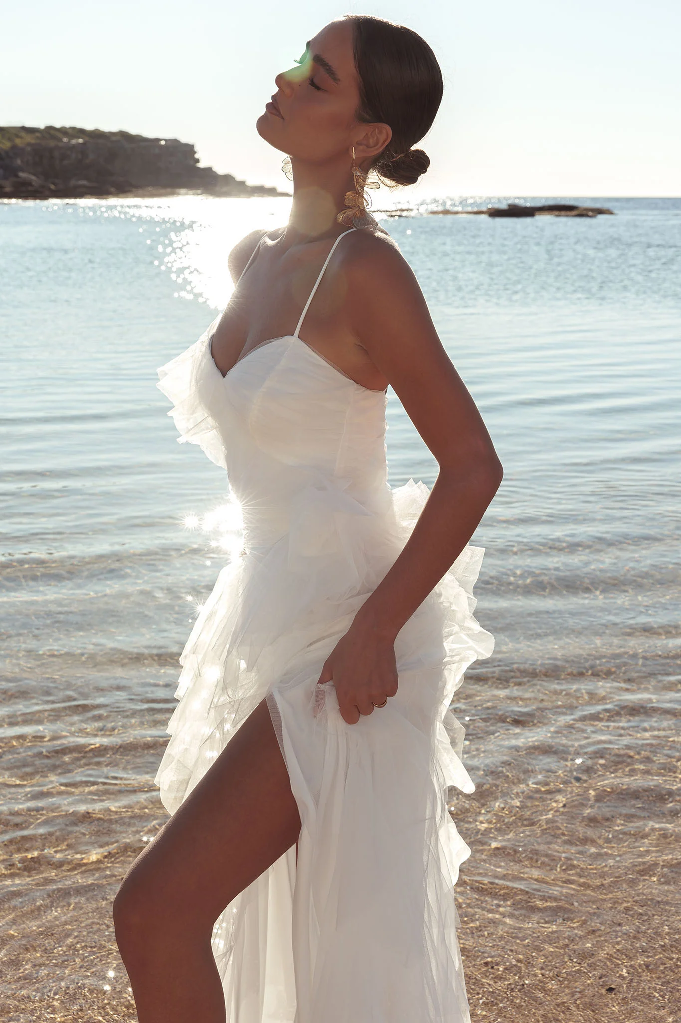 Sun To Me Tulle Maxi Dress Off White