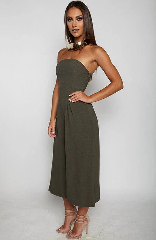 Trap Queen Jumpsuit - Khaki