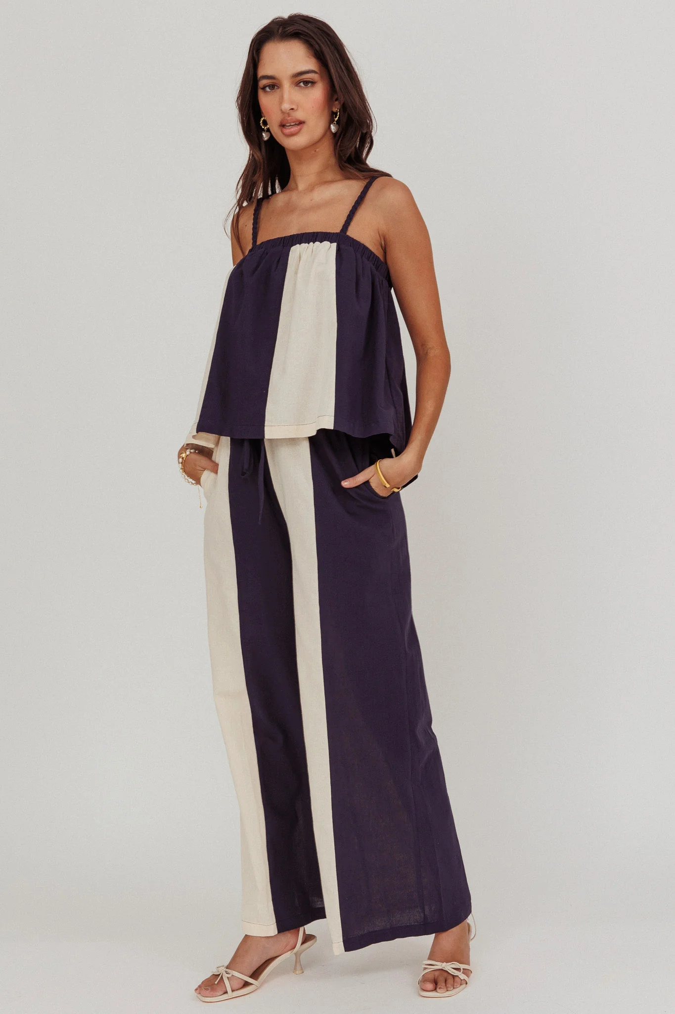 Dream Girl Contrast Wide Leg Pant Midnight