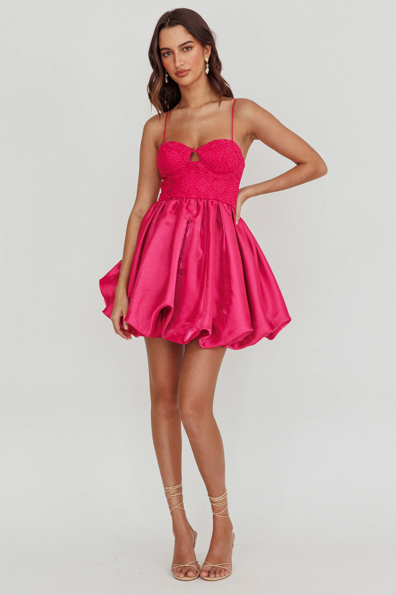 Lucia Bubble Skirt Mini Dress Hot Pink