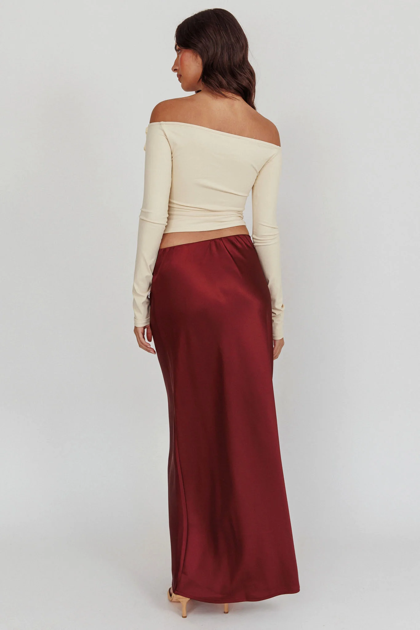 Cherubim Satin Maxi Skirt Wine