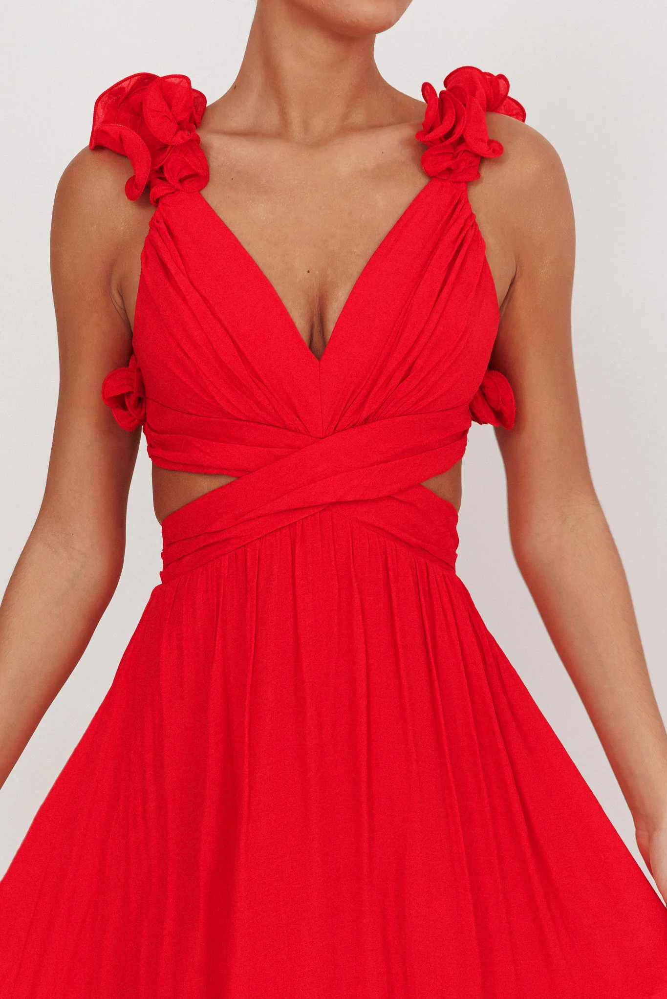 Madara Laced Back Ruffle Dress Red