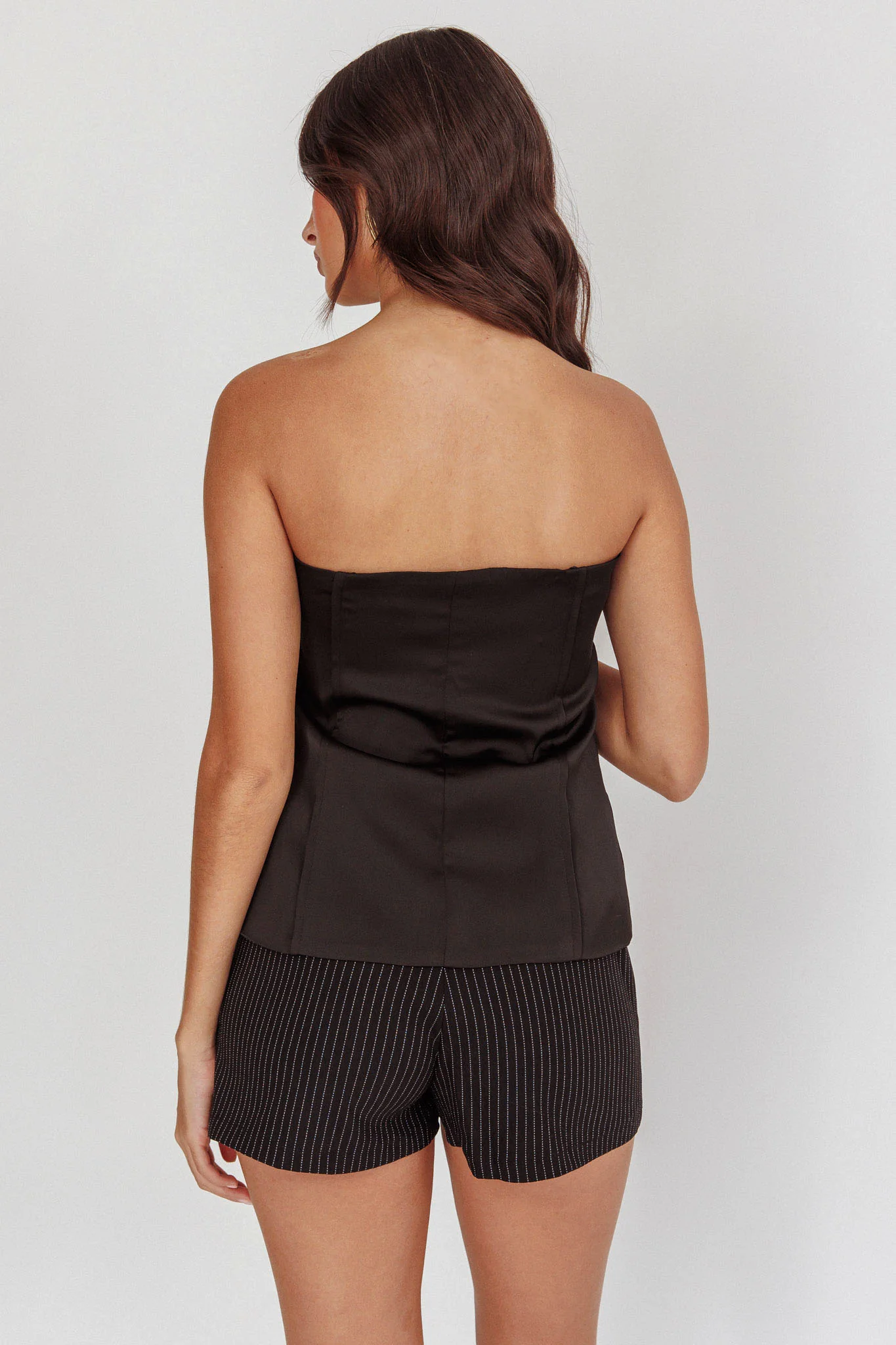 Danni Strapless Gold Button Top Black