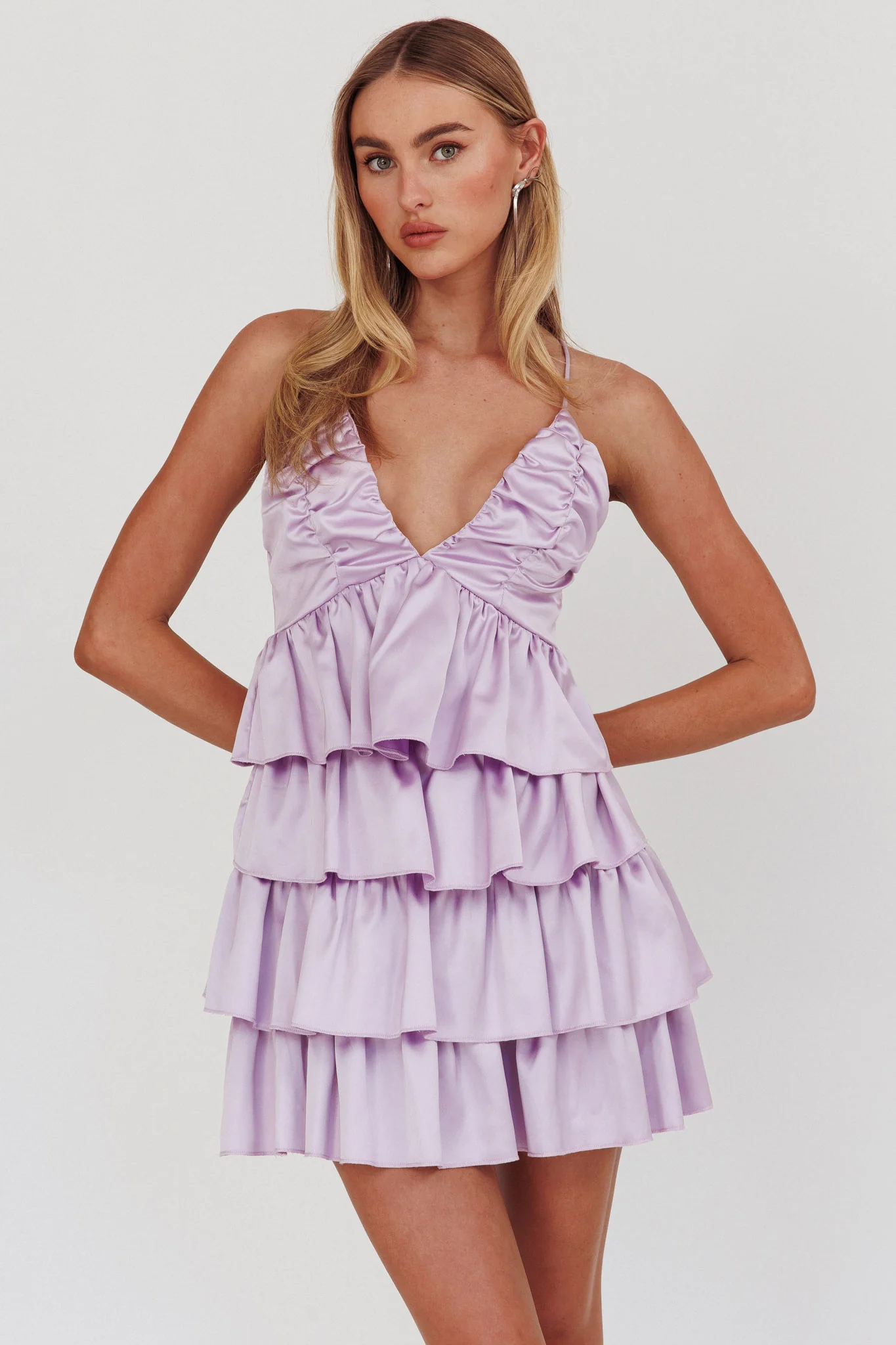 Heavenly Bliss Ruffle Mini Dress Lilac