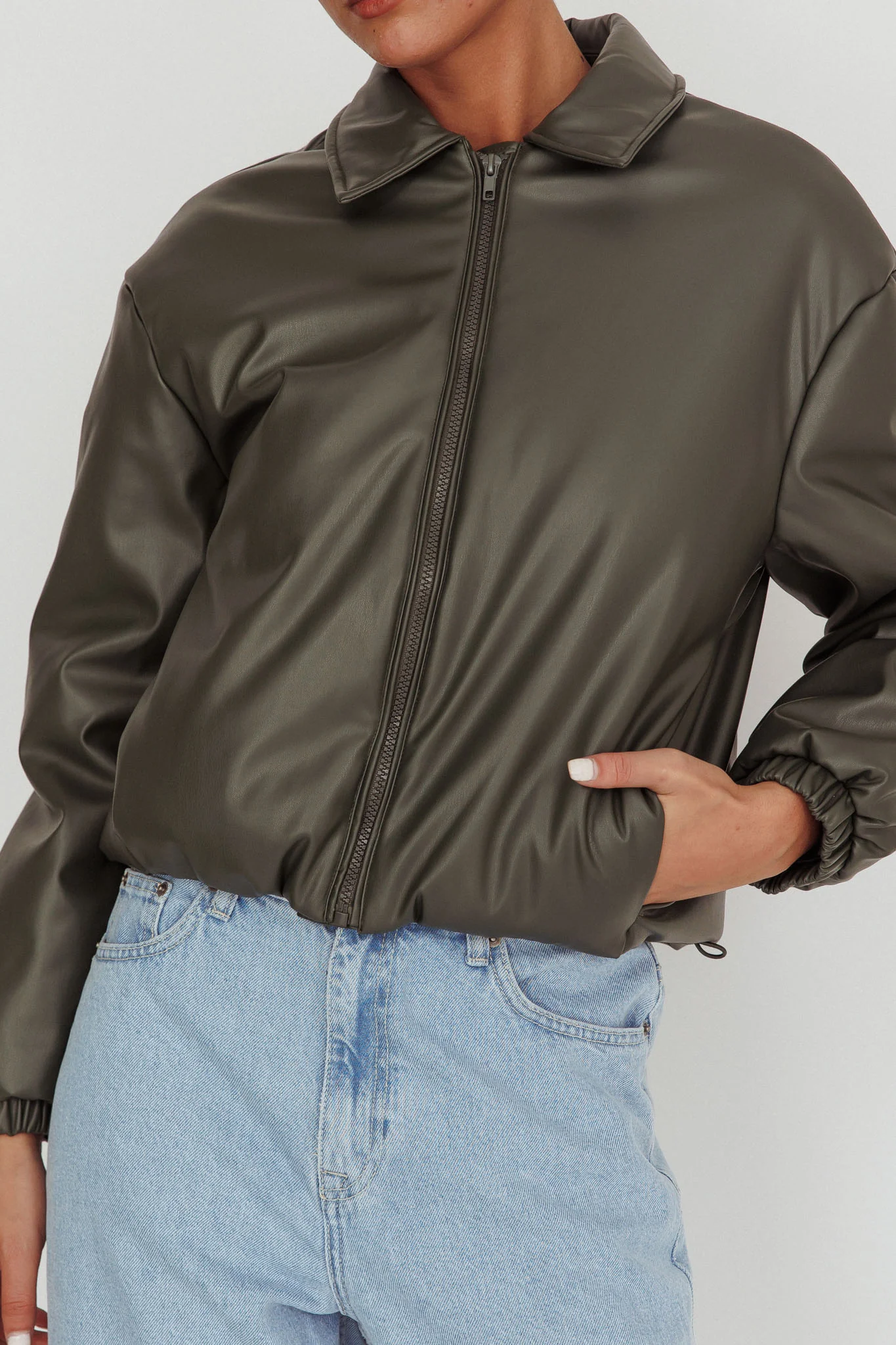 Faroe Drawstring Waist Puff Jacket Green