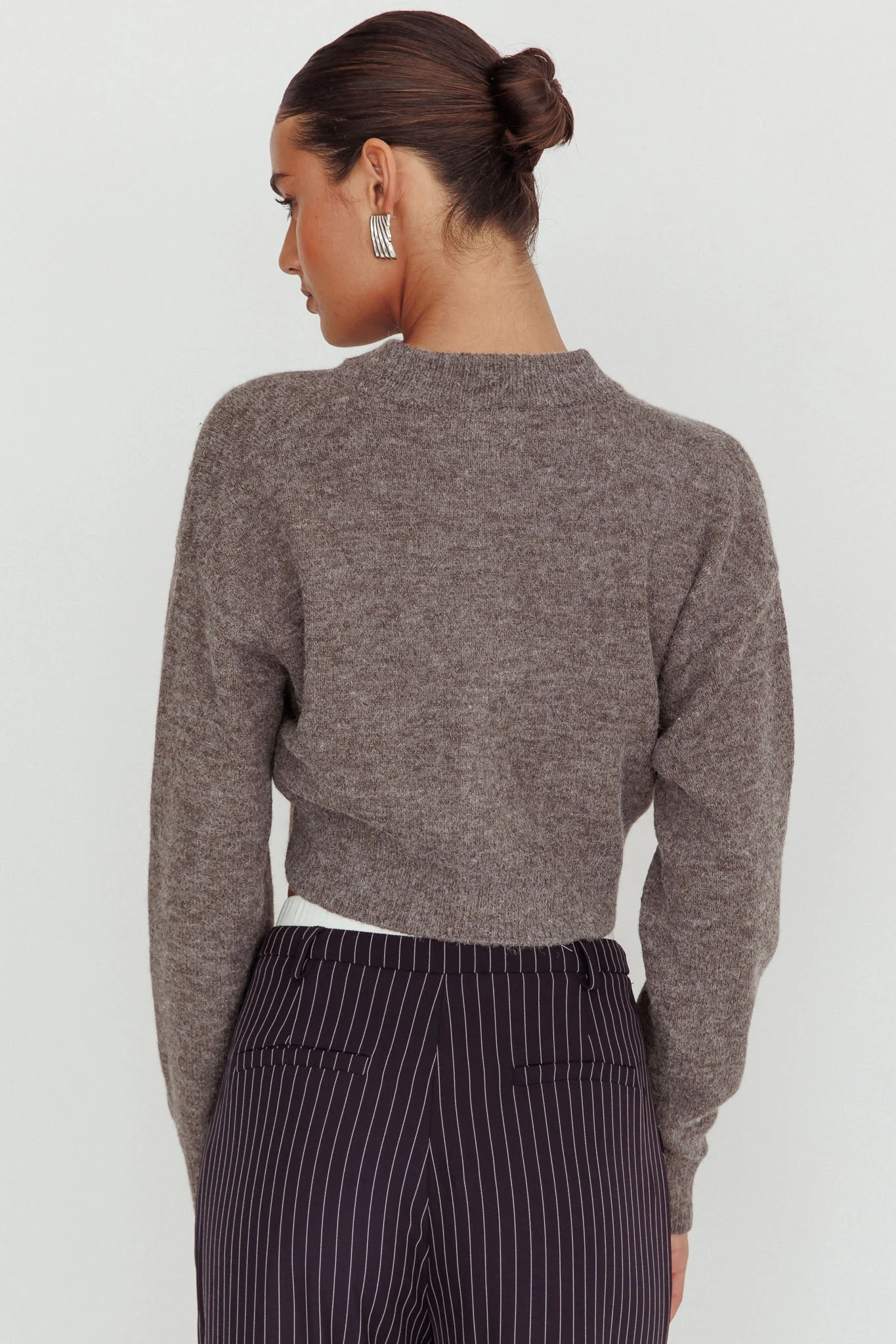 Netherlands Drop Shoulder Crop Cardigan Grey