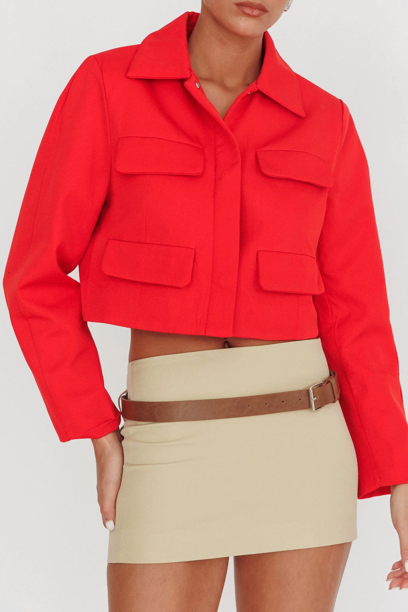 Cinder Crop Jacket Red