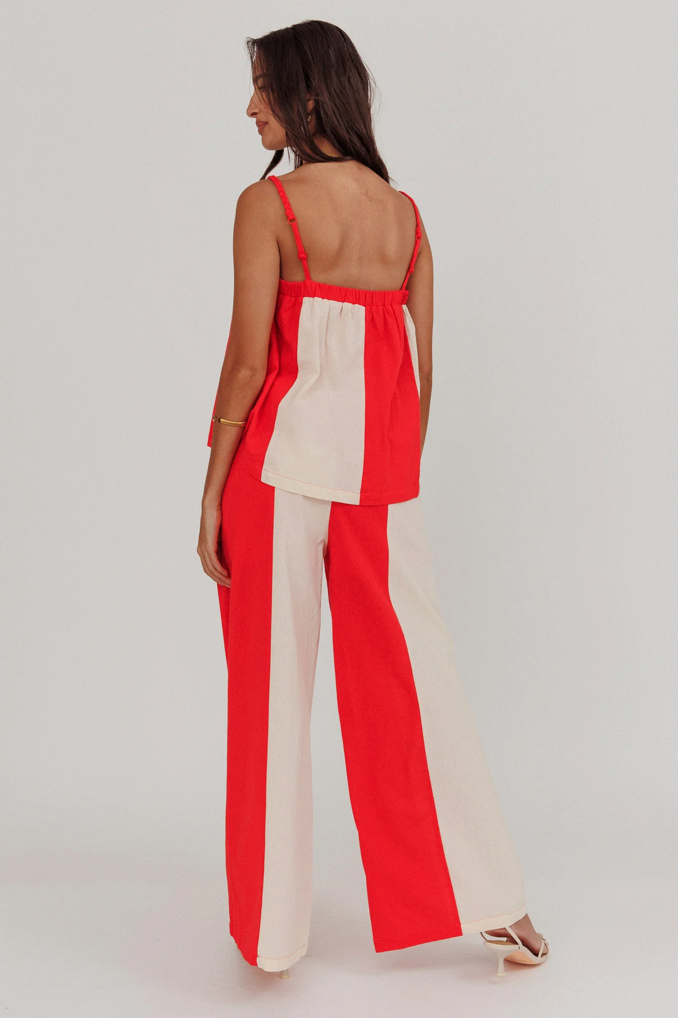 Dream Girl Contrast Wide Leg Pant Tomato Red