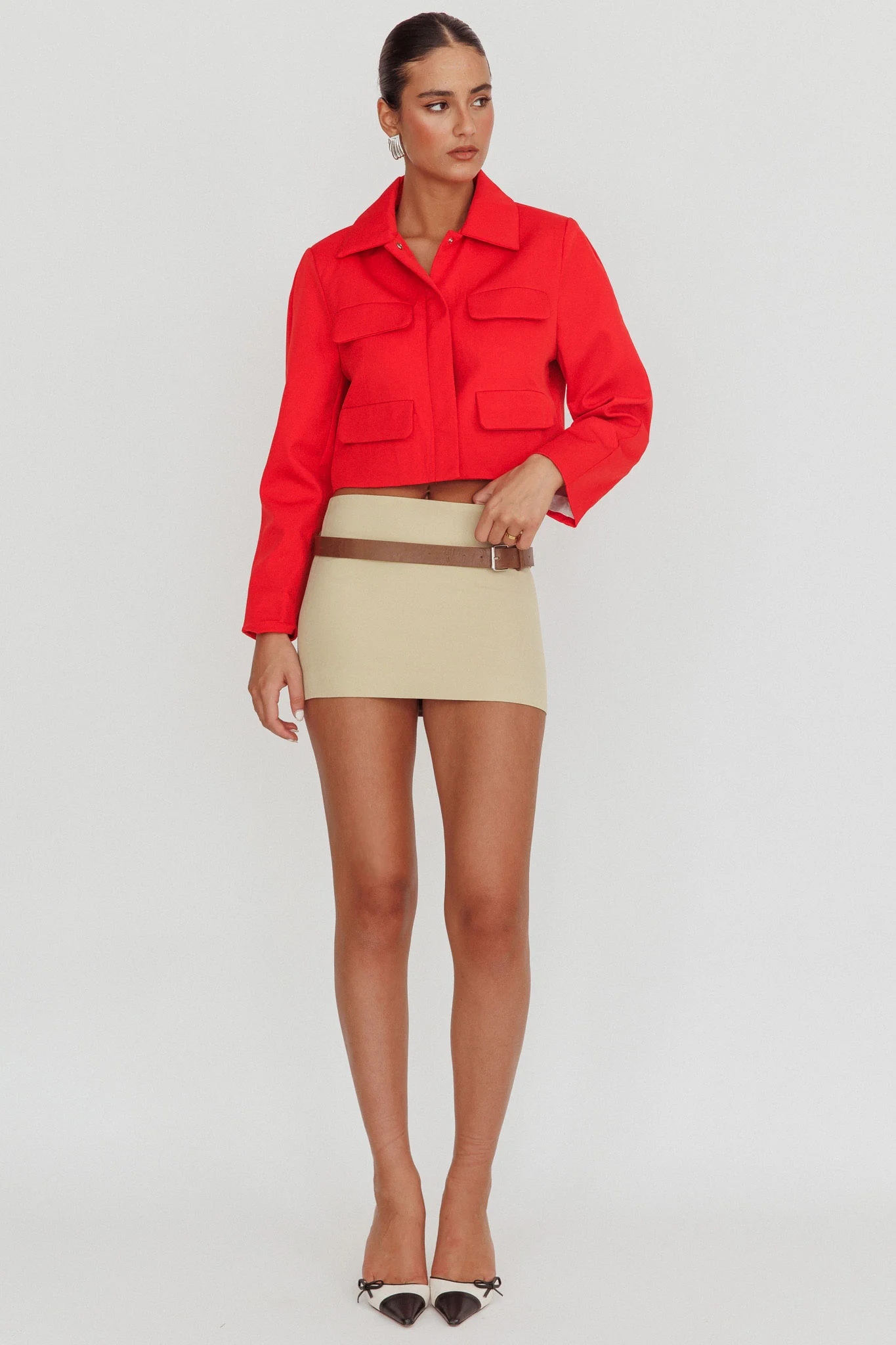Cinder Crop Jacket Red
